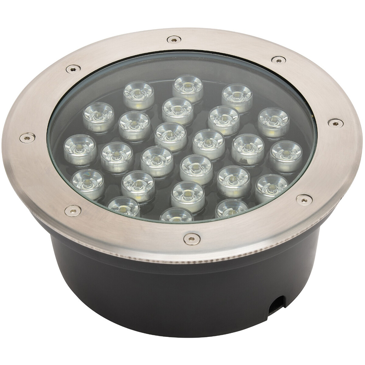 Spot de sol LED - Aruz - Rond Encastré - 24W - Étanche IP67 - Blanc Neutre 4000K - Rond - Mat Chrome - Inox