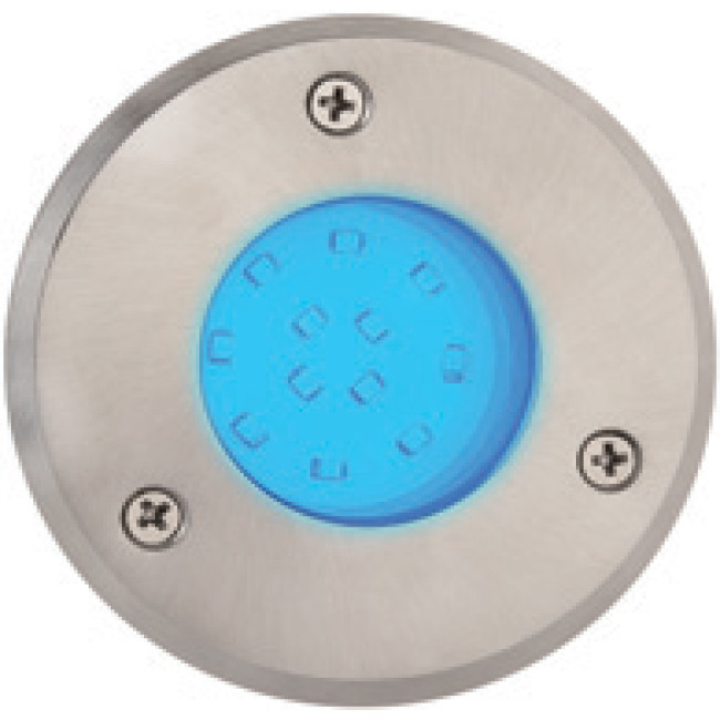 Spot de sol LED - Rond Encastré 1.2W - Étanche IP67 - Bleu - Inox - Ø95mm