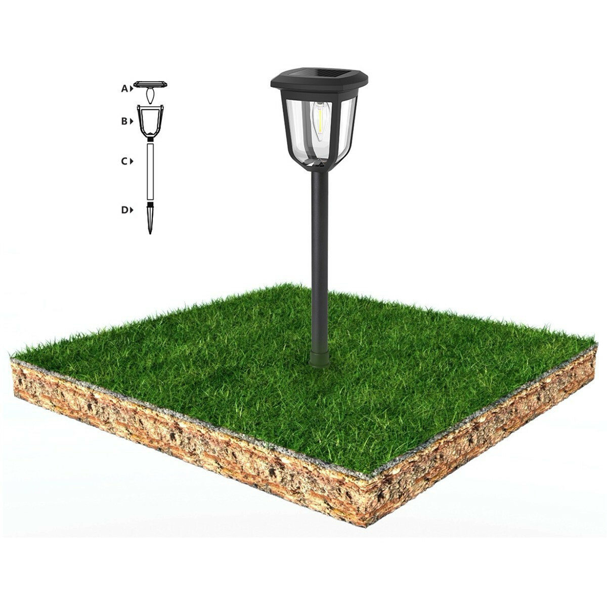 Spot de sol solaire LED avec énergie solaire - Set de 2 Pièces - Aigi Grido - Rond Encastré - 0.2W - Étanche IP44 - Blanc Froid 6500K - Mat Argent - Inox