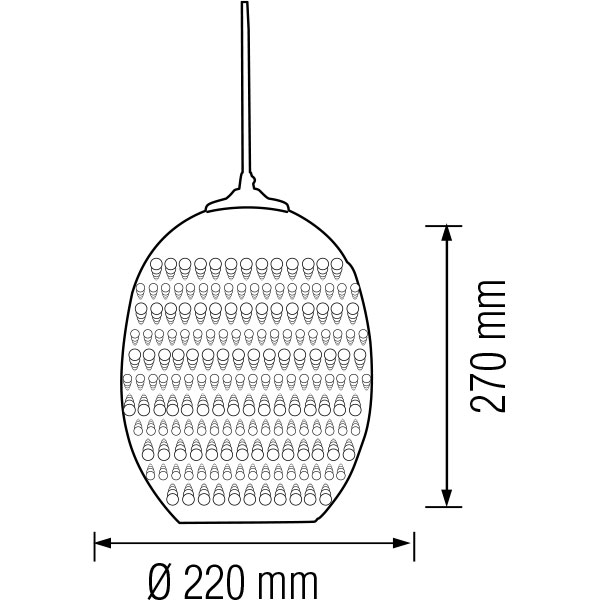 Suspension LED 3D - Quanta - Ovale - Verre Chrome - E27