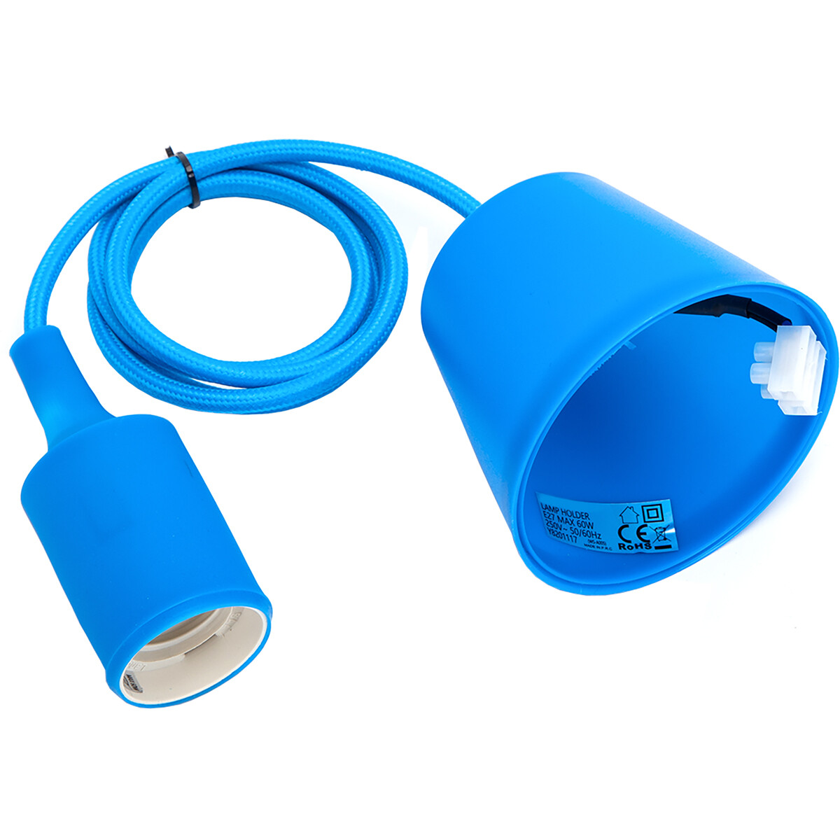 Suspension LED - Luminaire Suspendu - Aigi Yuka - Douille E27 - Rond - Mat Bleu - Plastique