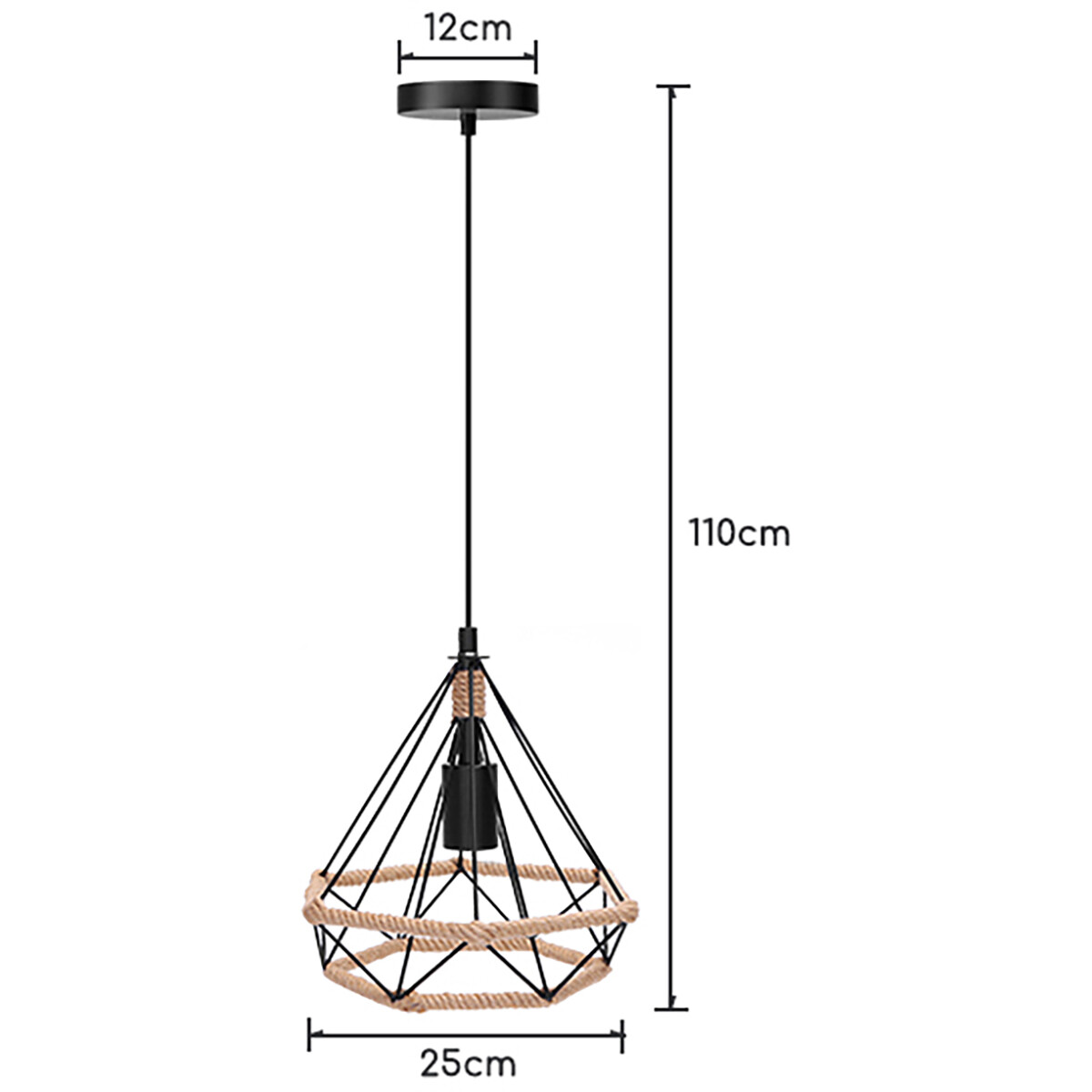 Suspension LED - Luminaire Suspendu - Aigi Elsa - Douille E27 - 1-lumière - Rétro - Classique - Mat Noir/Brun - Aluminium