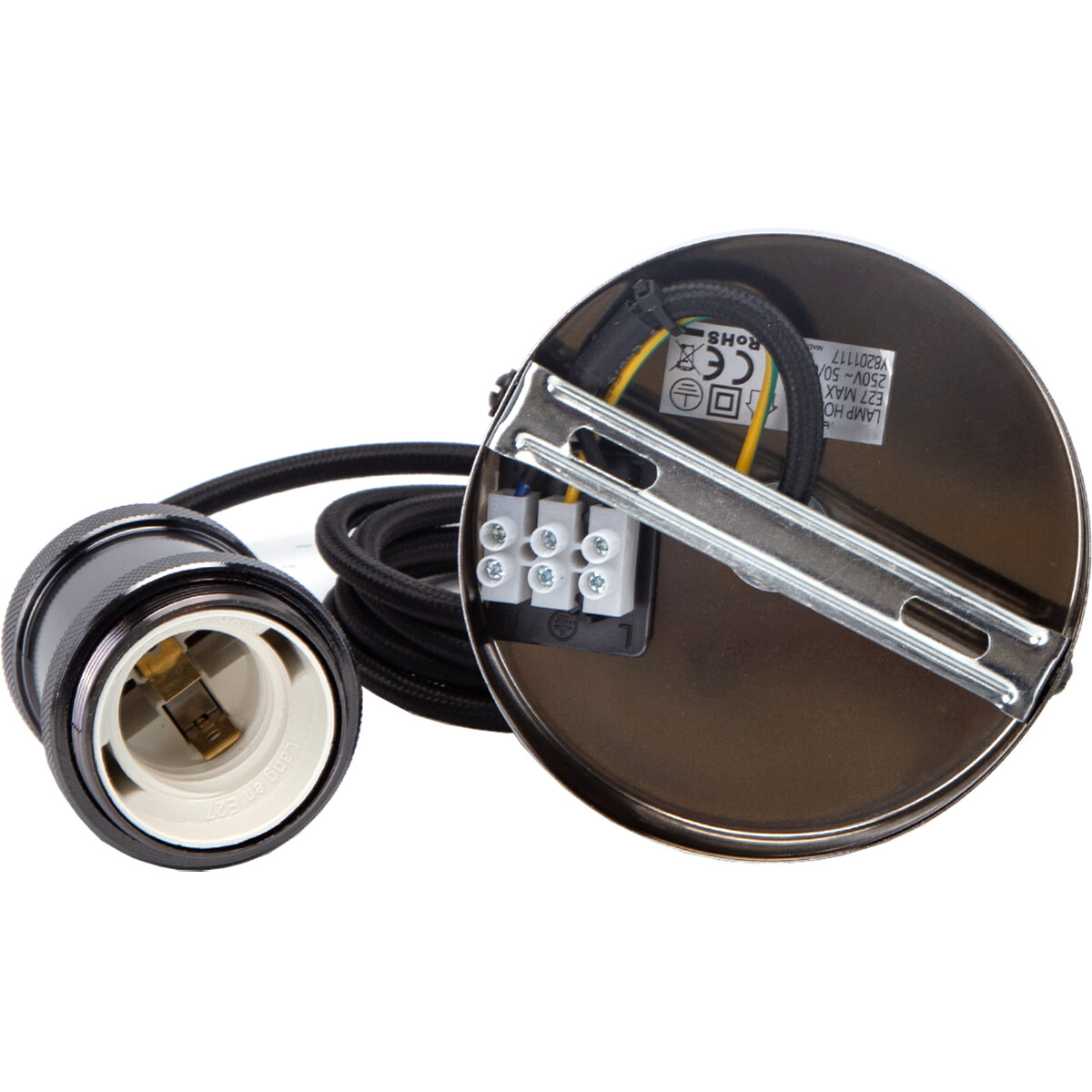 Suspension LED - Luminaire Suspendu - Aigi Sancho - Douille E27 - Rond - Mat Noir - Aluminium