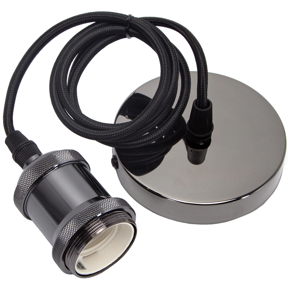 Suspension LED - Luminaire Suspendu - Aigi Sancho - Douille E27 - Rond - Mat Noir - Aluminium