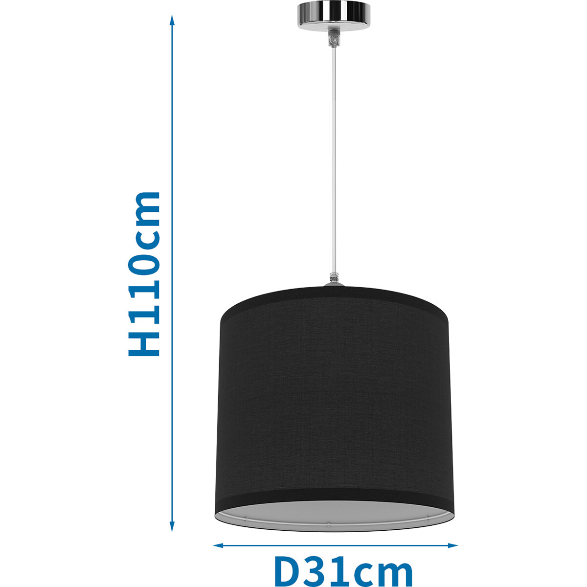 Suspension LED - Luminaire Suspendu - Aigi Utra - Douille E27 - Rond - Mat Noir - Plastique