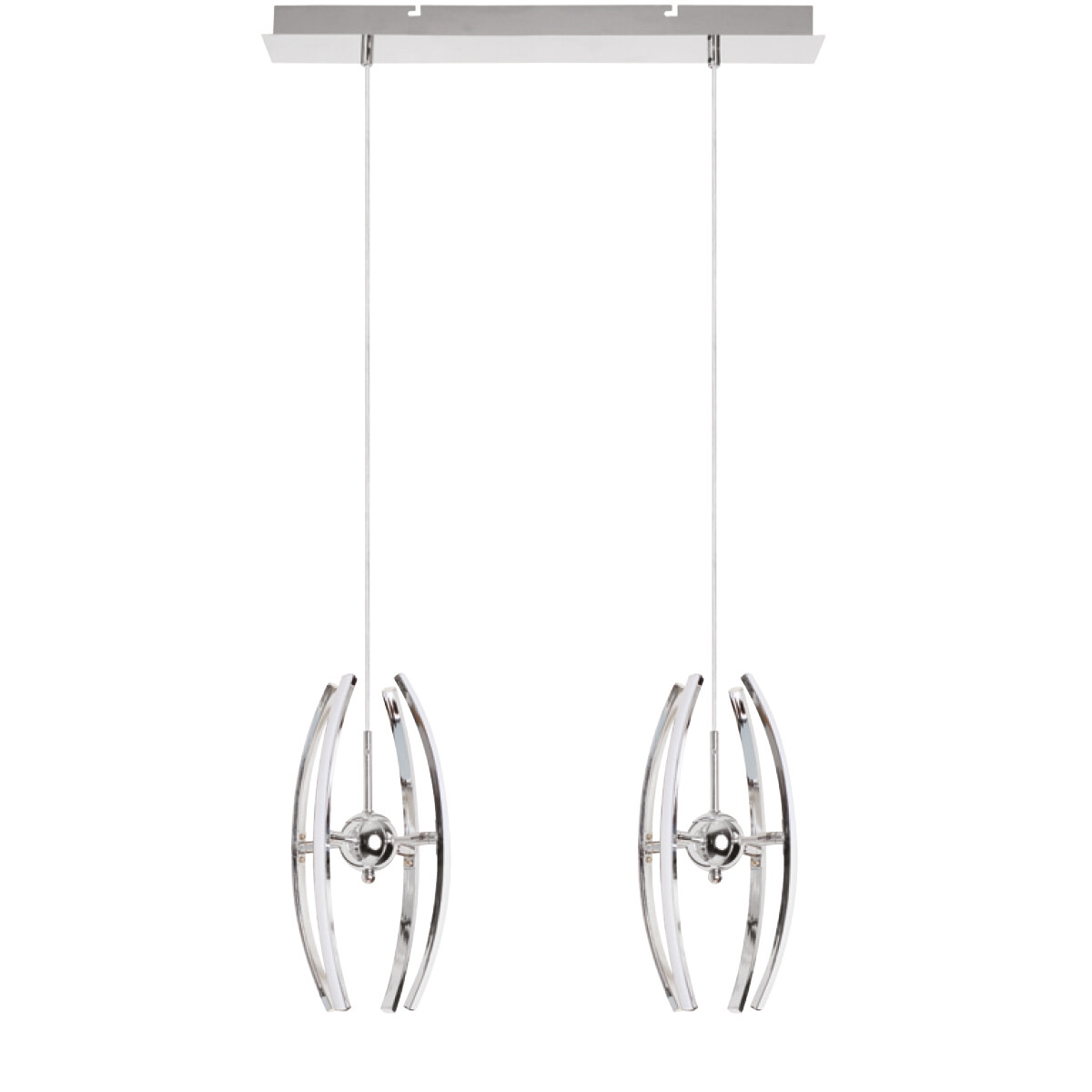 Suspension LED - Luminaire Suspendu - Optra - 24W - Blanc Neutre 4000K - 2-lumières - Mat Chrome - Aluminium