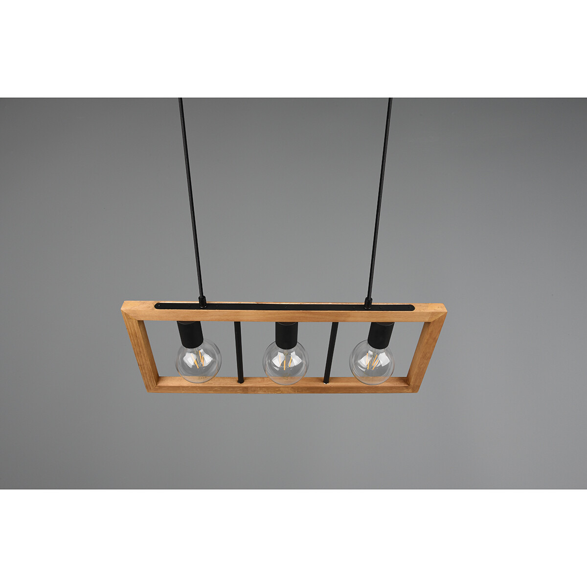 Suspension LED - Luminaire Suspendu - Trion Aplon - Douille E27 - 3-lumières - Rectangle - Mat Noir - Aluminium