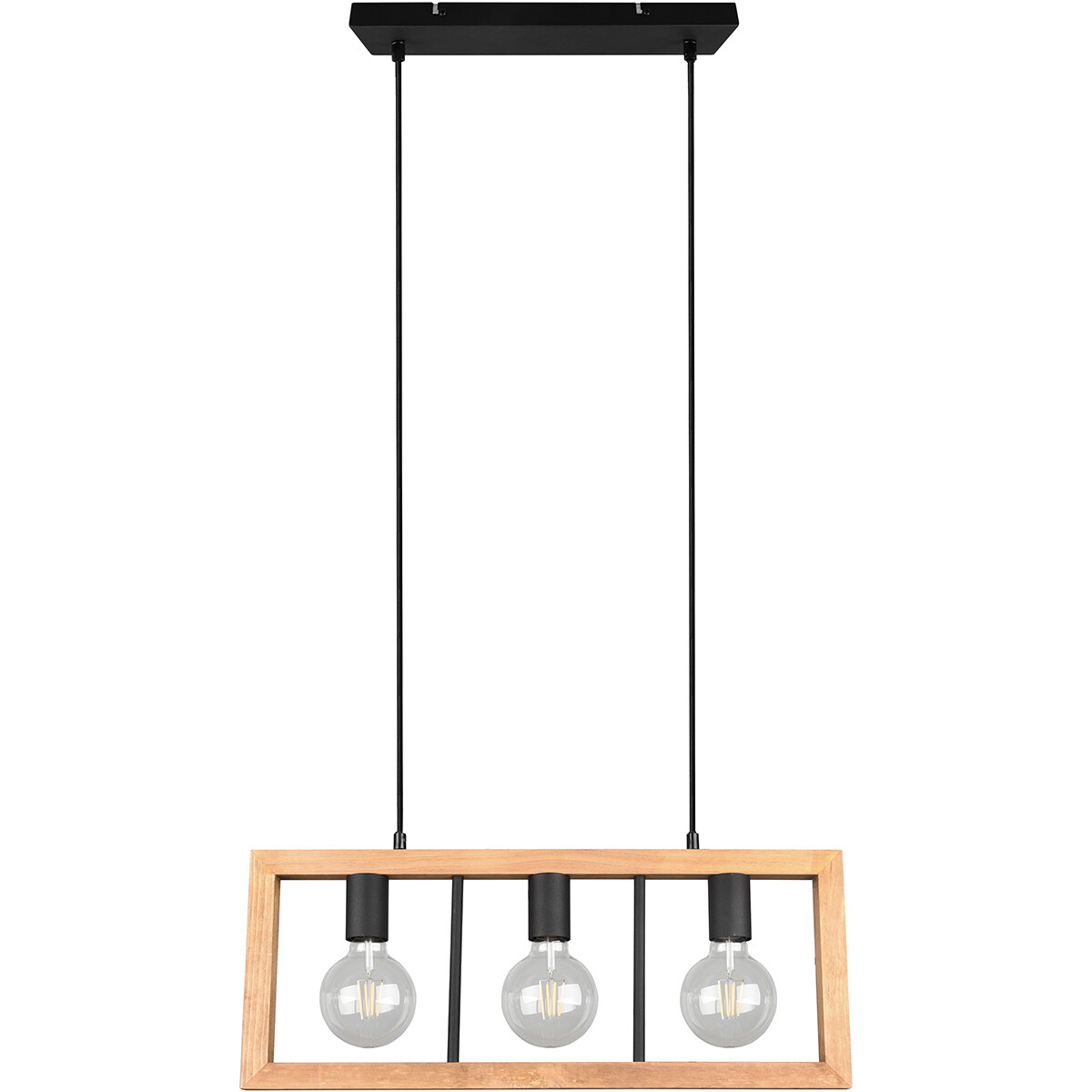 Suspension LED - Luminaire Suspendu - Trion Aplon - Douille E27 - 3-lumières - Rectangle - Mat Noir - Aluminium