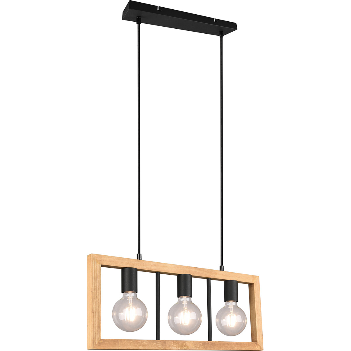 Suspension LED - Luminaire Suspendu - Trion Aplon - Douille E27 - 3-lumières - Rectangle - Mat Noir - Aluminium