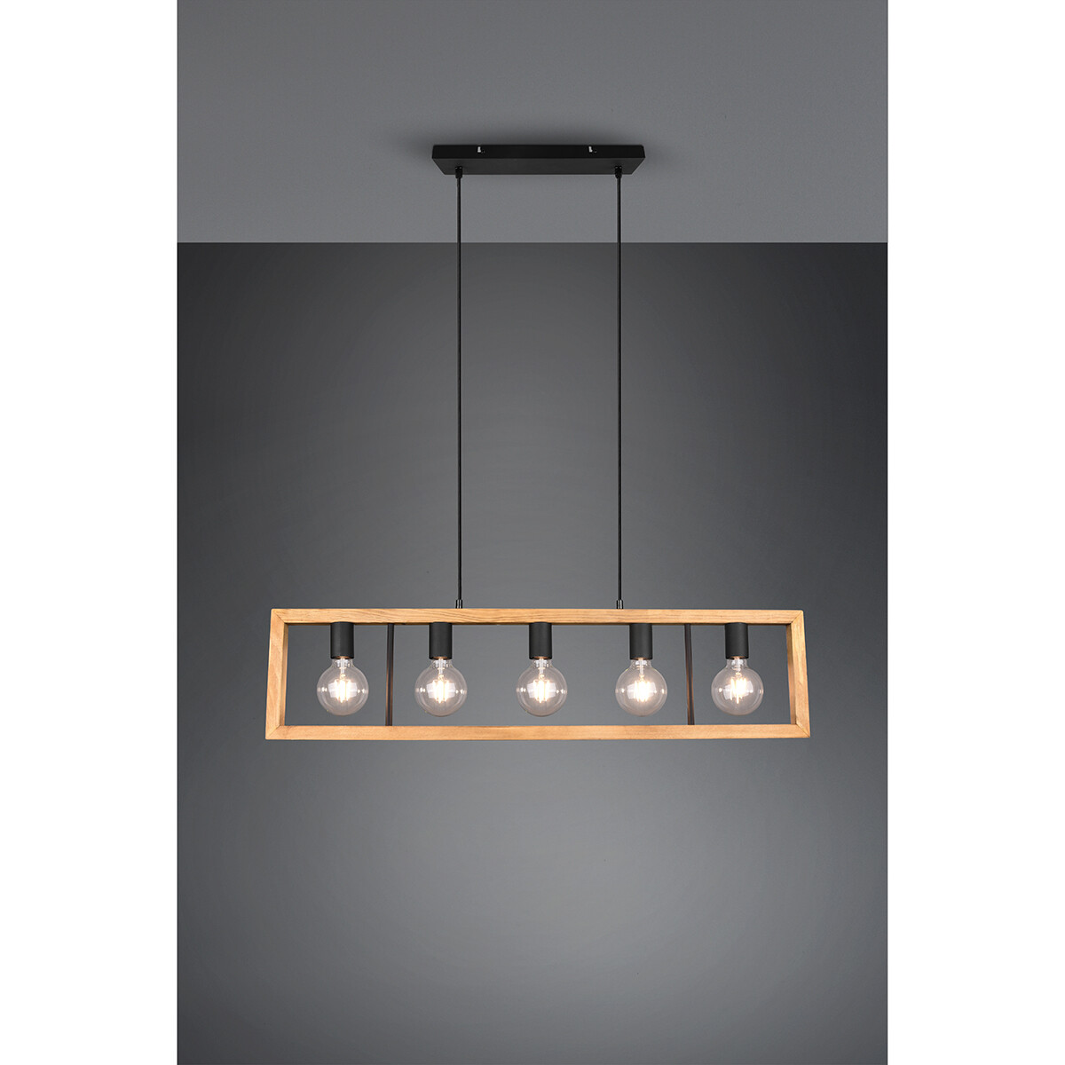 Suspension LED - Luminaire Suspendu - Trion Aplon - Douille E27 - 4-lumières - Rectangle - Mat Noir - Aluminium