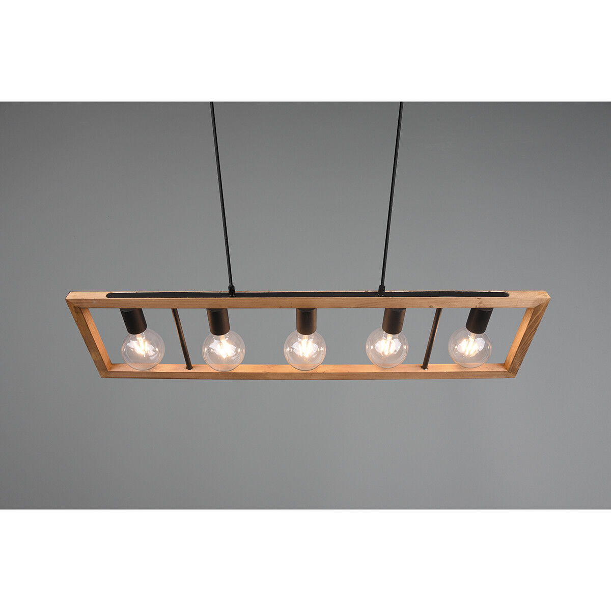 Suspension LED - Luminaire Suspendu - Trion Aplon - Douille E27 - 4-lumières - Rectangle - Mat Noir - Aluminium