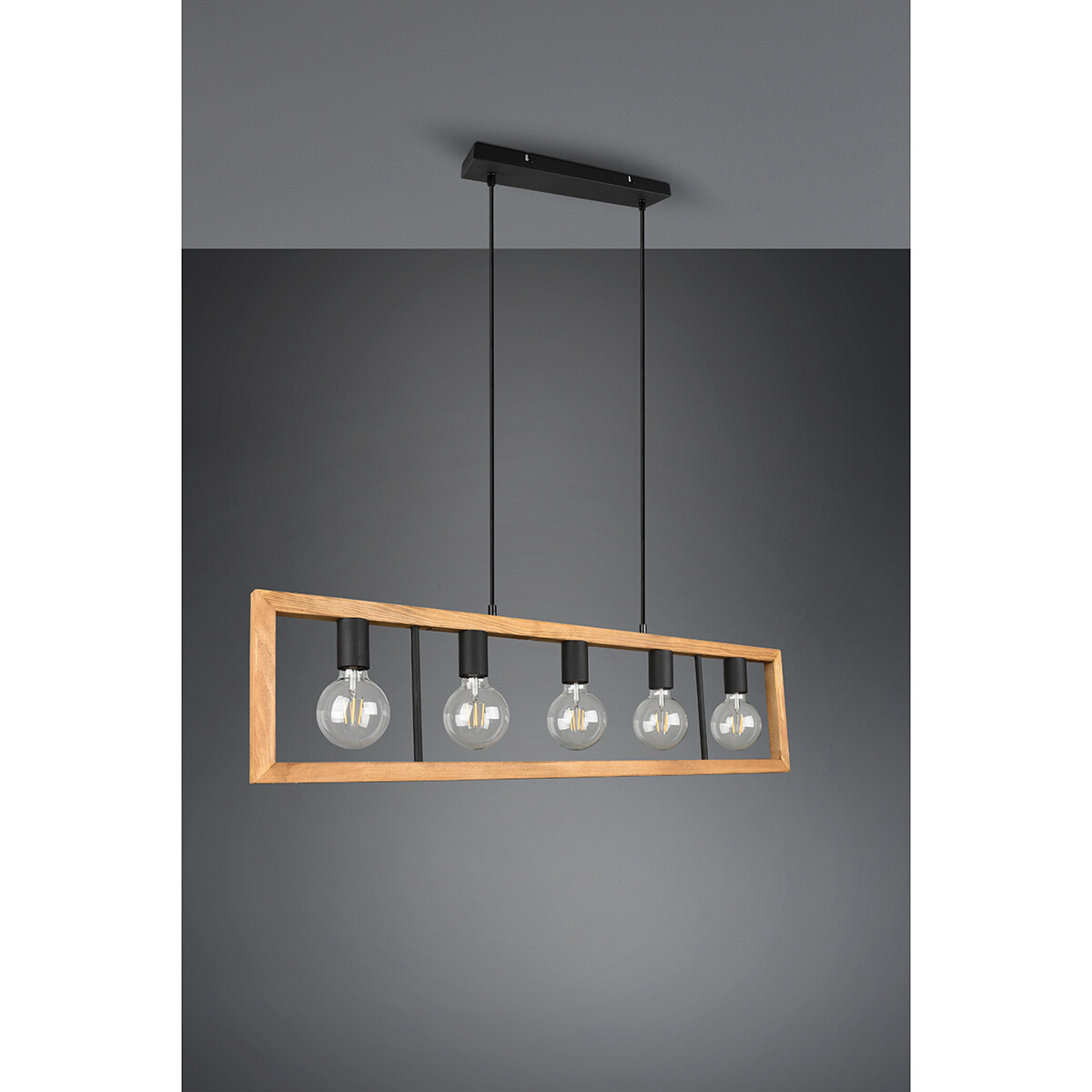 Suspension LED - Luminaire Suspendu - Trion Aplon - Douille E27 - 4-lumières - Rectangle - Mat Noir - Aluminium