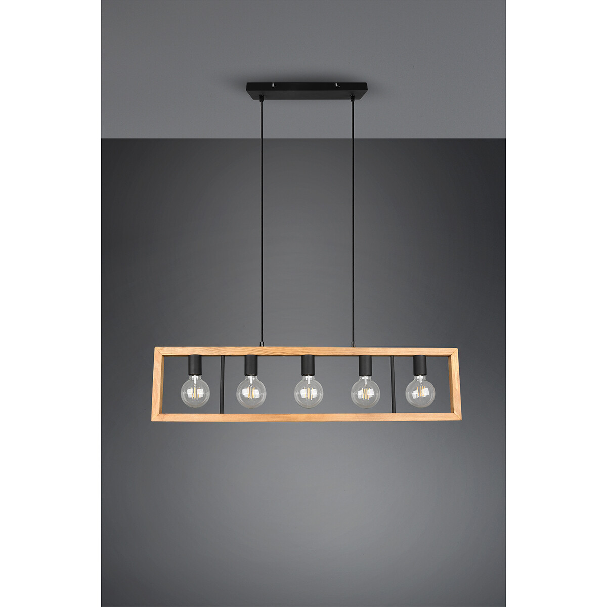 Suspension LED - Luminaire Suspendu - Trion Aplon - Douille E27 - 4-lumières - Rectangle - Mat Noir - Aluminium