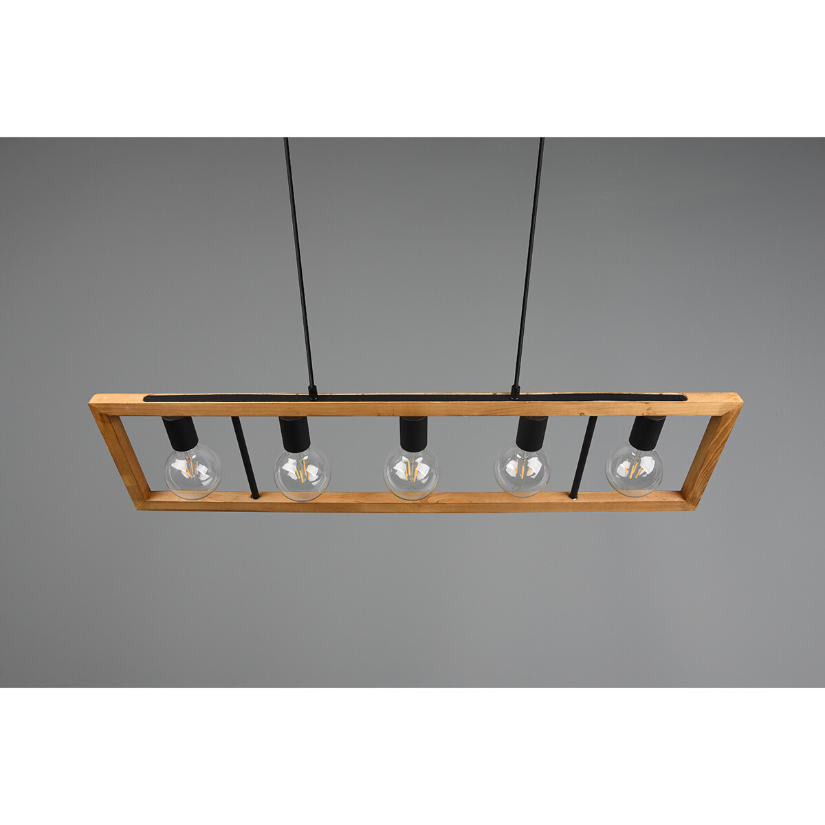 Suspension LED - Luminaire Suspendu - Trion Aplon - Douille E27 - 4-lumières - Rectangle - Mat Noir - Aluminium