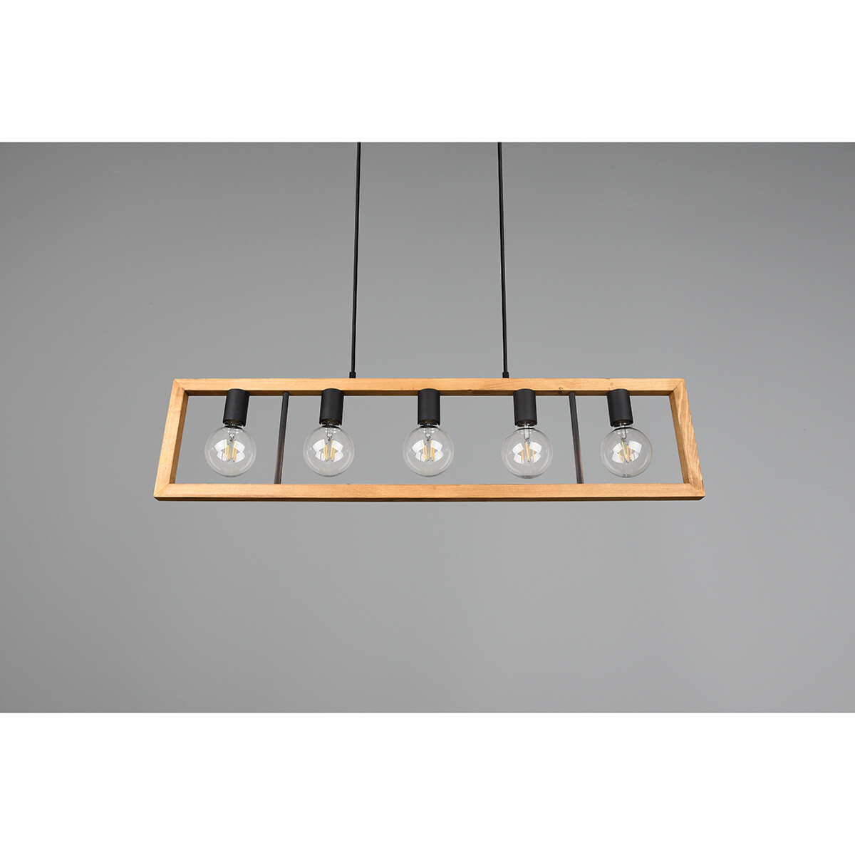 Suspension LED - Luminaire Suspendu - Trion Aplon - Douille E27 - 4-lumières - Rectangle - Mat Noir - Aluminium