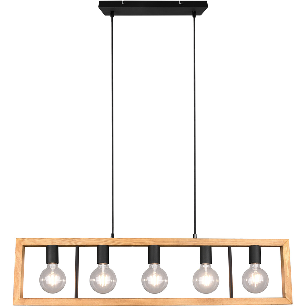 Suspension LED - Luminaire Suspendu - Trion Aplon - Douille E27 - 4-lumières - Rectangle - Mat Noir - Aluminium