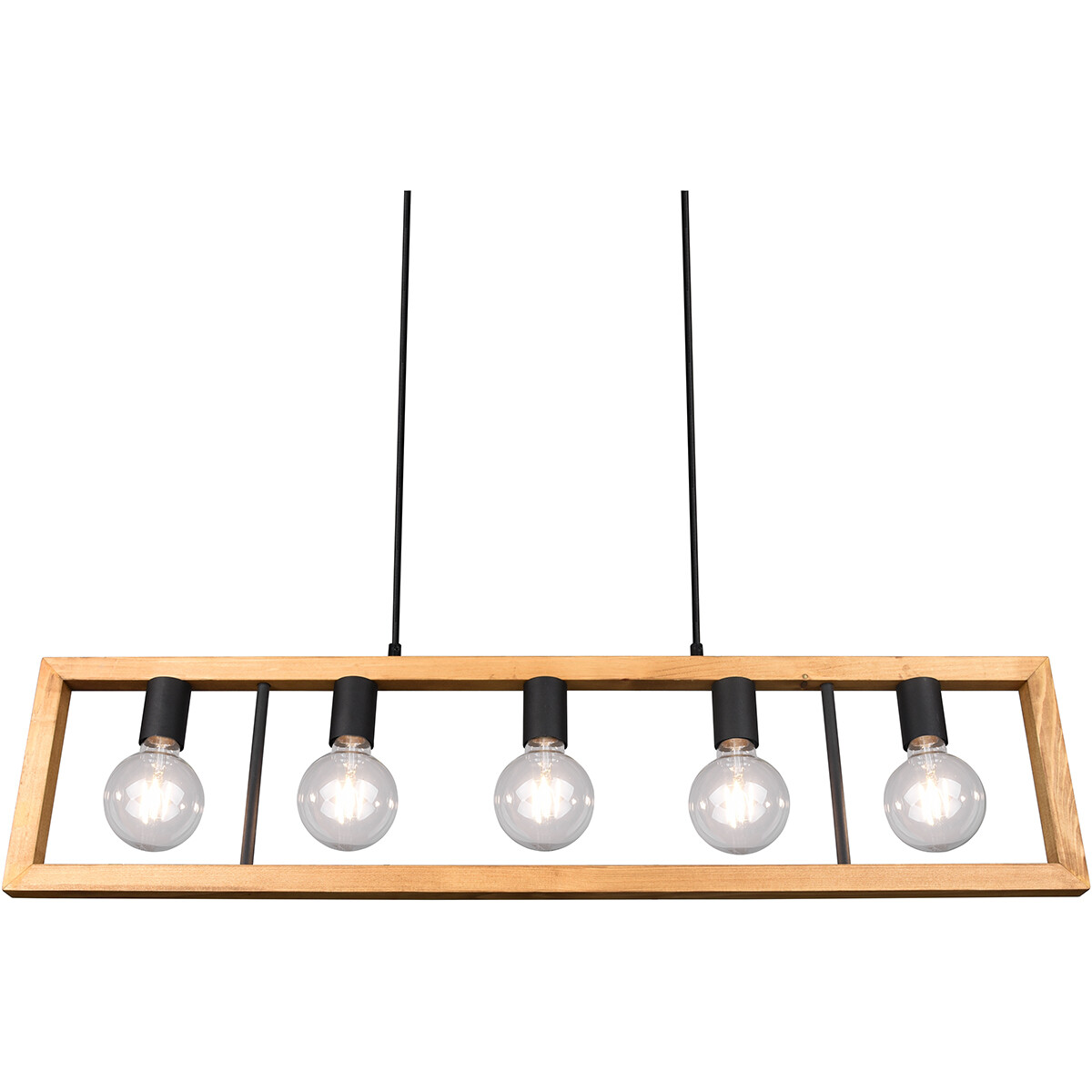 Suspension LED - Luminaire Suspendu - Trion Aplon - Douille E27 - 4-lumières - Rectangle - Mat Noir - Aluminium