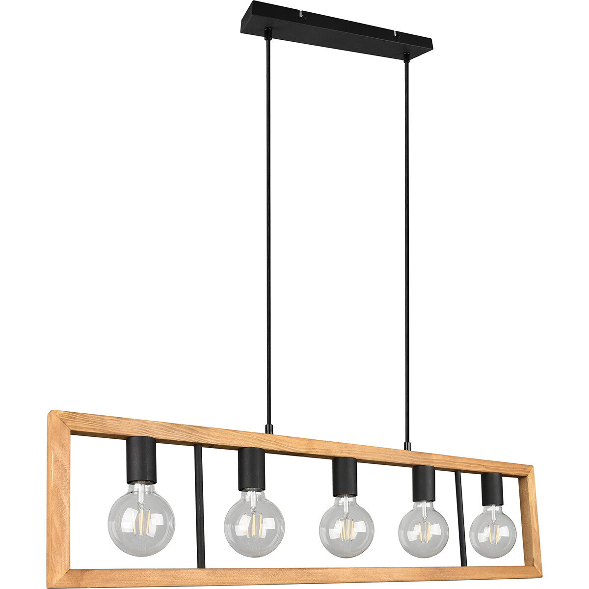 Suspension LED - Luminaire Suspendu - Trion Aplon - Douille E27 - 4-lumières - Rectangle - Mat Noir - Aluminium