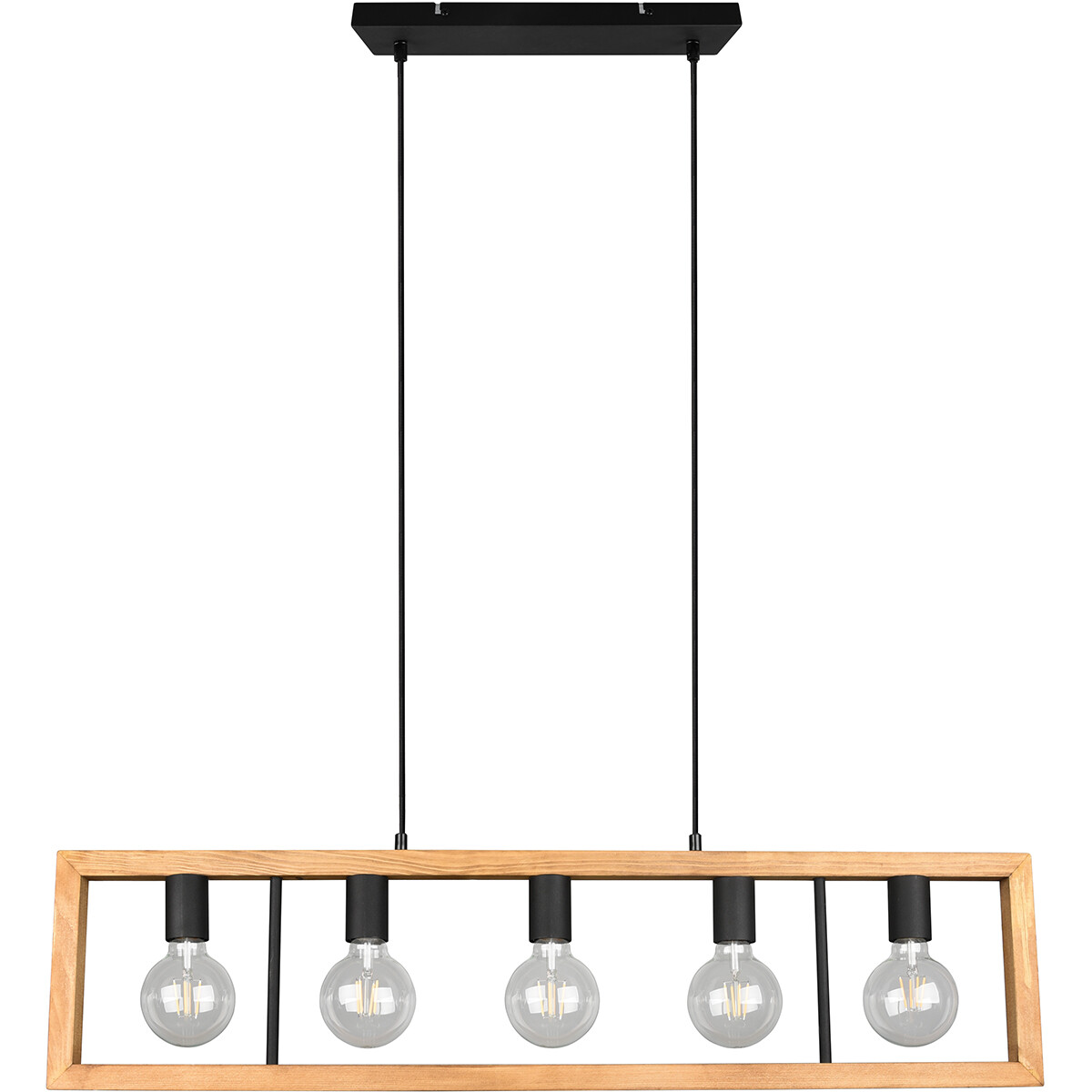 Suspension LED - Luminaire Suspendu - Trion Aplon - Douille E27 - 4-lumières - Rectangle - Mat Noir - Aluminium