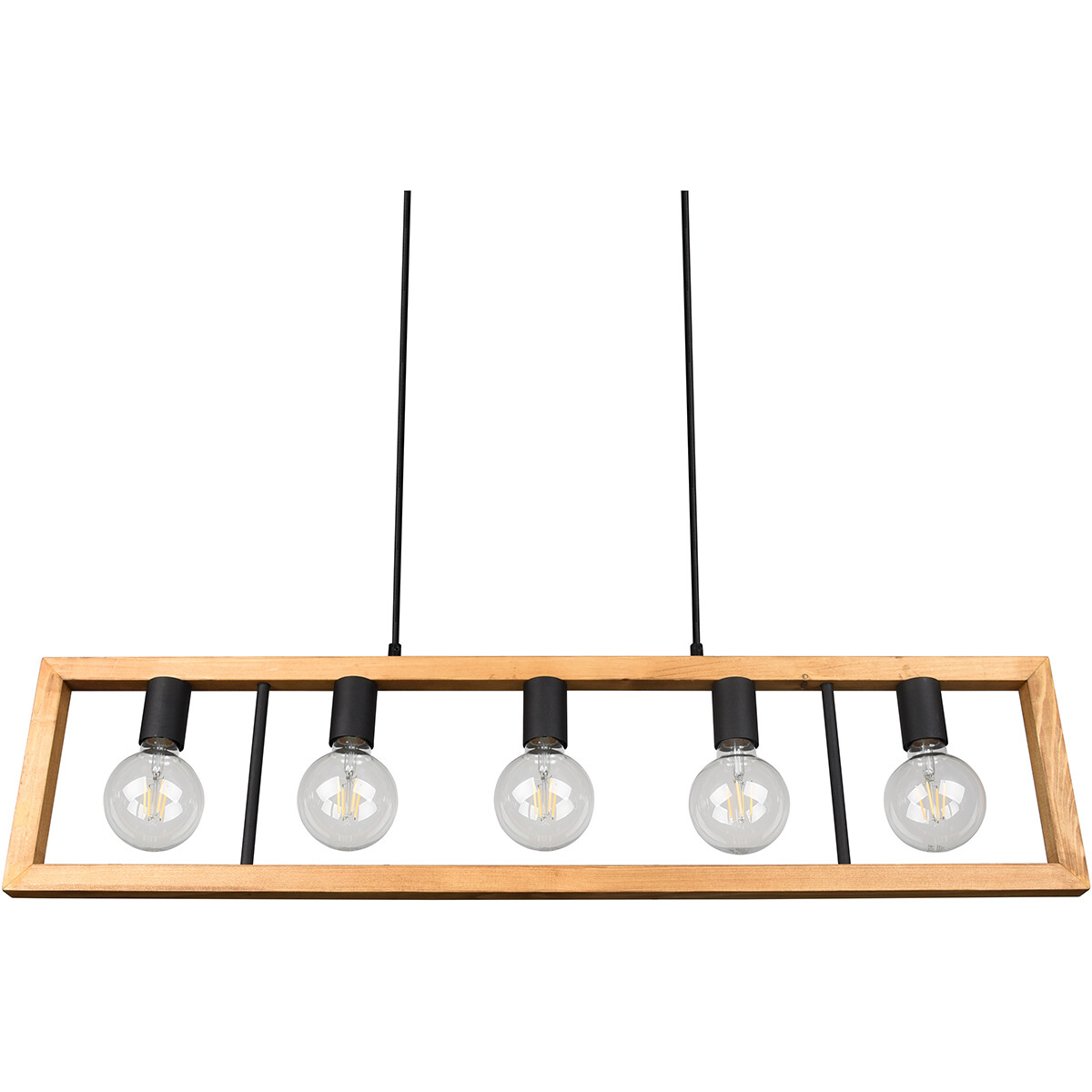 Suspension LED - Luminaire Suspendu - Trion Aplon - Douille E27 - 4-lumières - Rectangle - Mat Noir - Aluminium