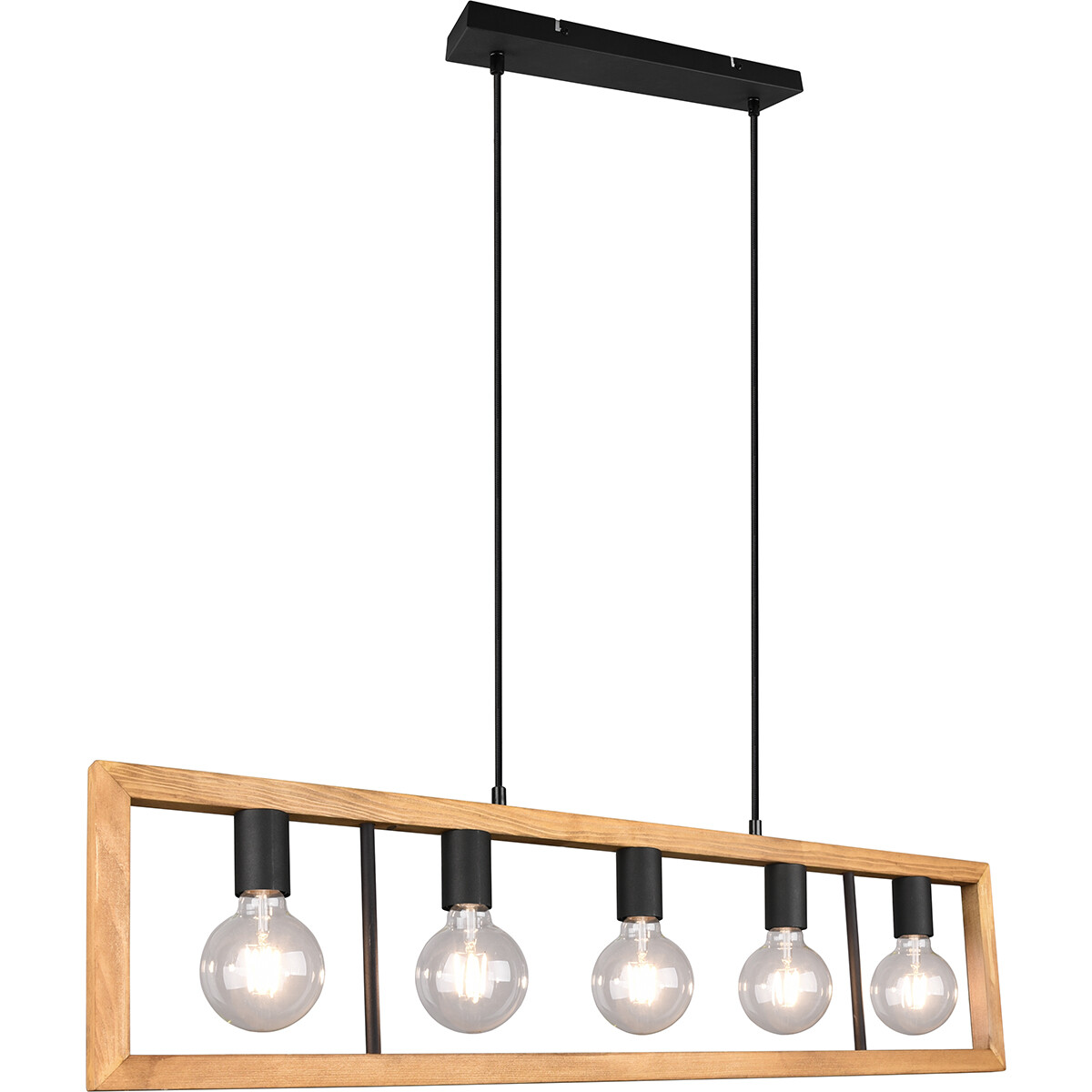 Suspension LED - Luminaire Suspendu - Trion Aplon - Douille E27 - 4-lumières - Rectangle - Mat Noir - Aluminium