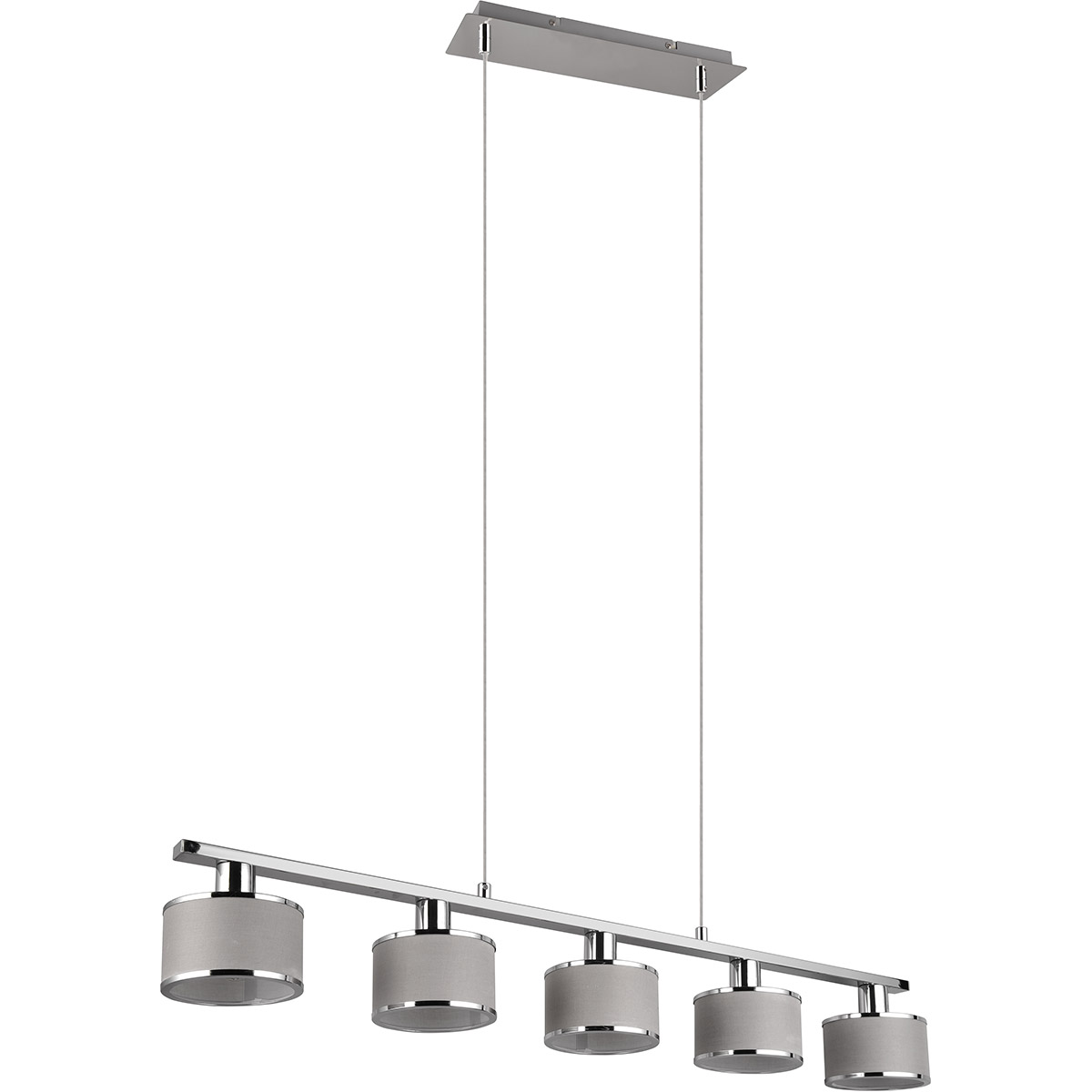 LED Suspension - Éclairage Suspendu - Trion Arona - Douille E14 - 5-lumières - Rectangulaire - Chrome - Métal