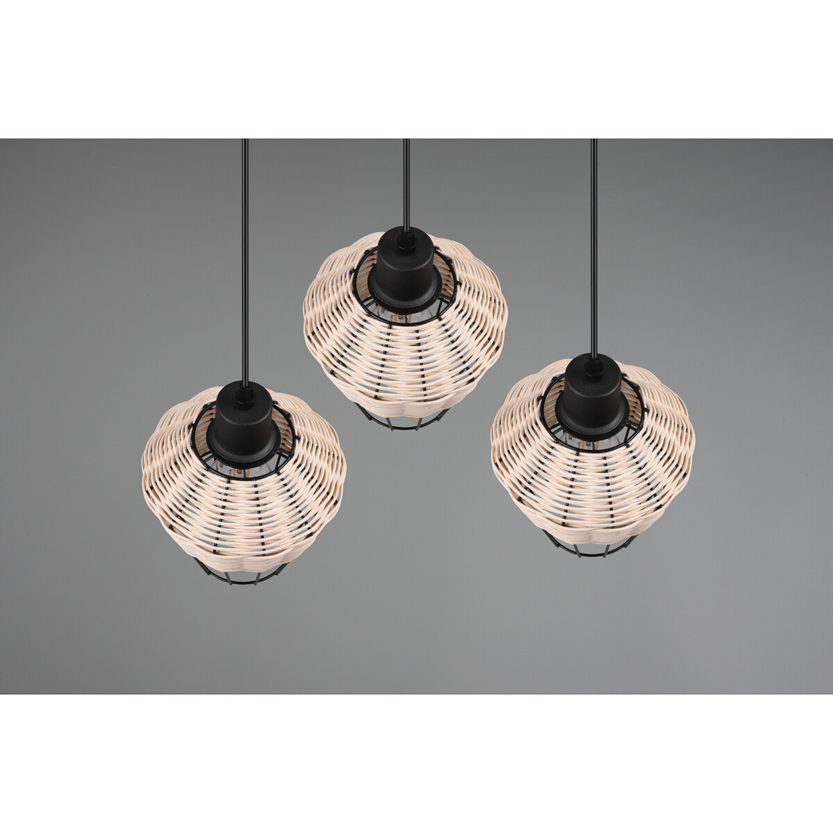 Suspension LED - Luminaire Suspendu - Trion Bera - Douille E27 - 3-lumières - Rond - Brun - Aluminium