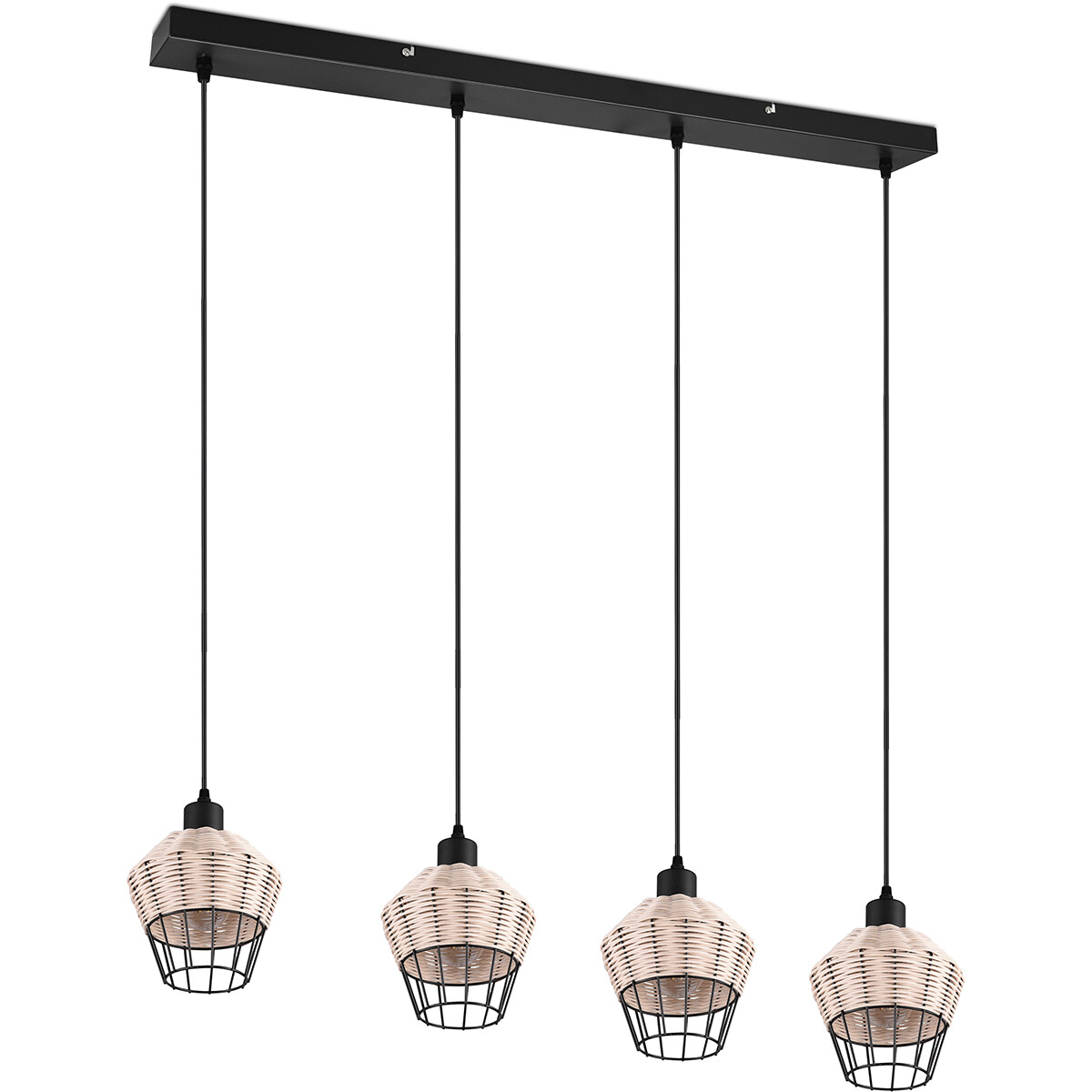 Suspension LED - Luminaire Suspendu - Trion Bera - Douille E27 - 4-lumières - Rectangle - Brun - Aluminium