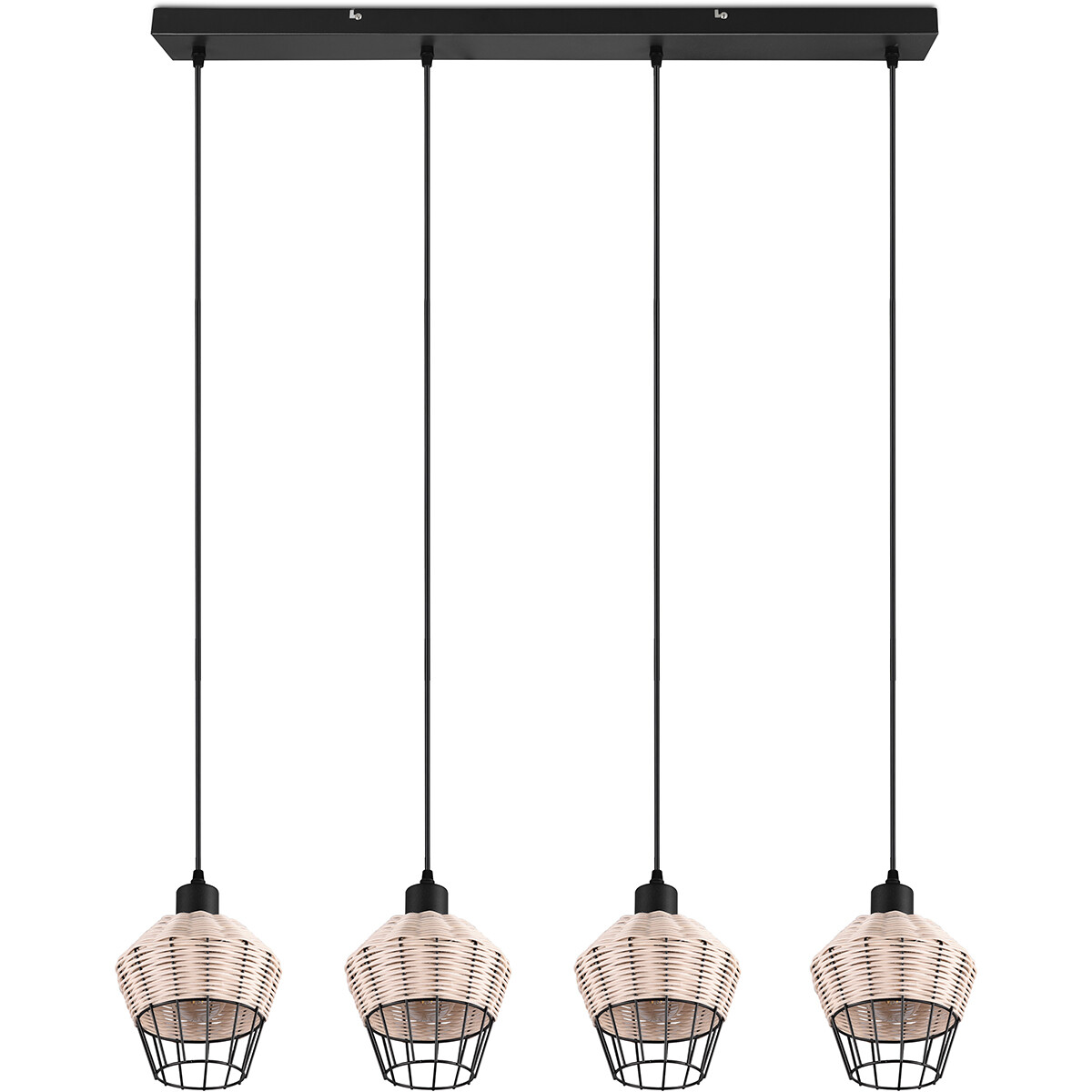 Suspension LED - Luminaire Suspendu - Trion Bera - Douille E27 - 4-lumières - Rectangle - Brun - Aluminium