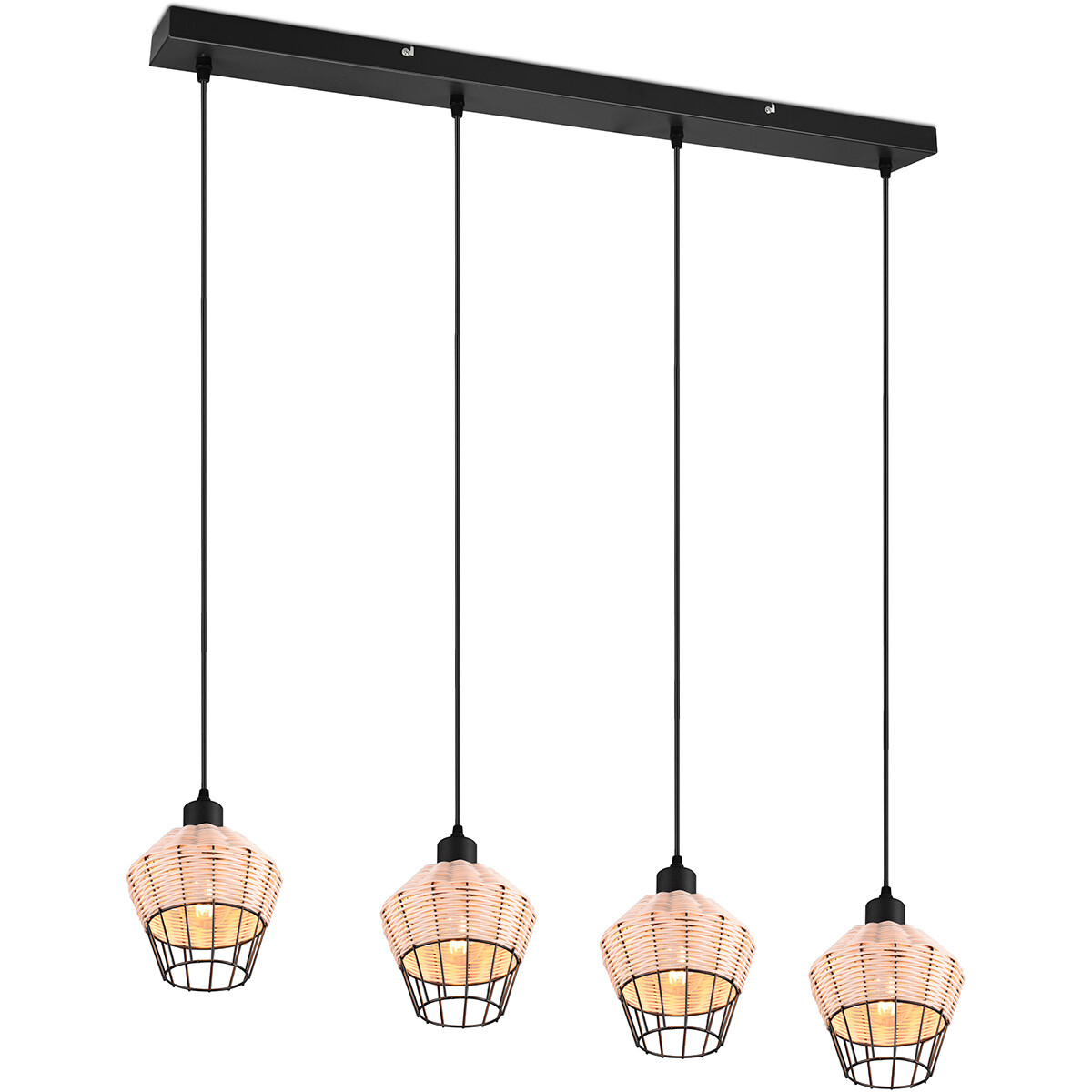 Suspension LED - Luminaire Suspendu - Trion Bera - Douille E27 - 4-lumières - Rectangle - Brun - Aluminium