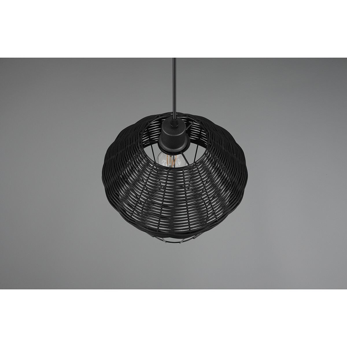 Suspension LED - Luminaire Suspendu - Trion Bera XL - Douille E27 - 1-lumière - Rond - Noir - Aluminium