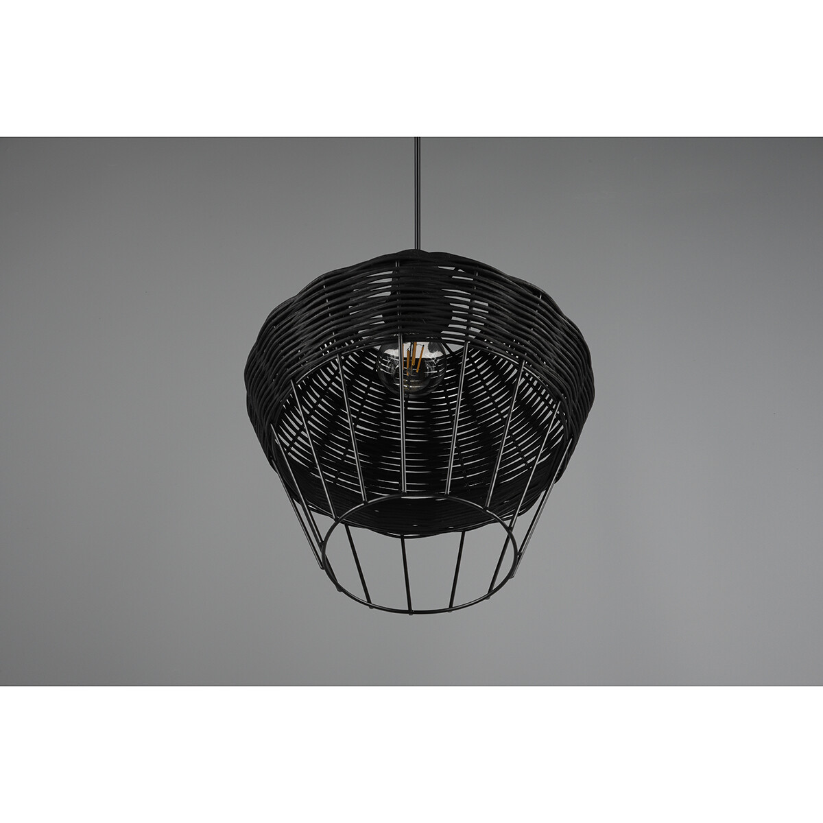 Suspension LED - Luminaire Suspendu - Trion Bera XL - Douille E27 - 1-lumière - Rond - Noir - Aluminium