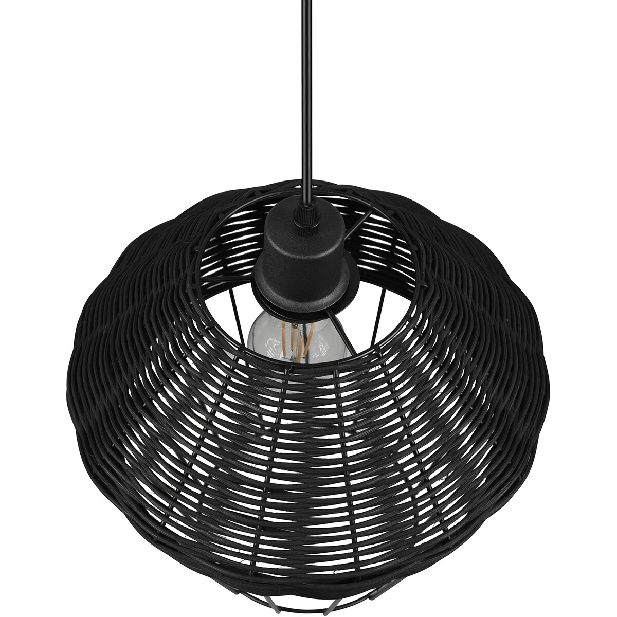 Suspension LED - Luminaire Suspendu - Trion Bera XL - Douille E27 - 1-lumière - Rond - Noir - Aluminium