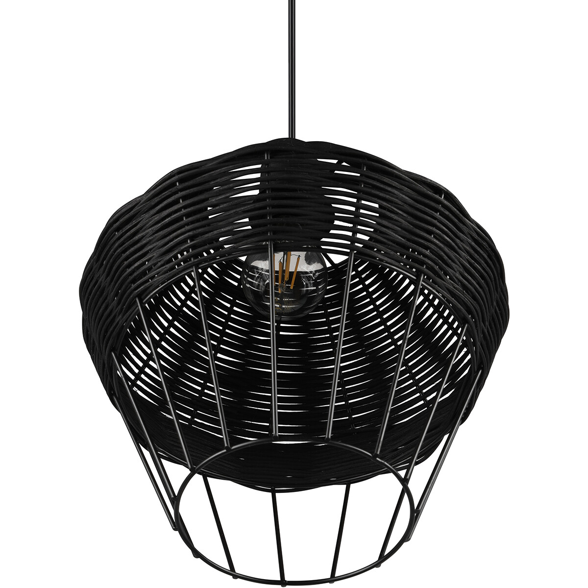 Suspension LED - Luminaire Suspendu - Trion Bera XL - Douille E27 - 1-lumière - Rond - Noir - Aluminium