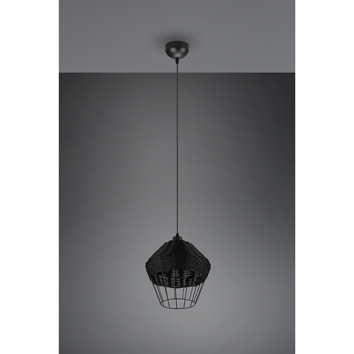 Suspension LED - Luminaire Suspendu - Trion Bera XL - Douille E27 - 1-lumière - Rond - Noir - Aluminium