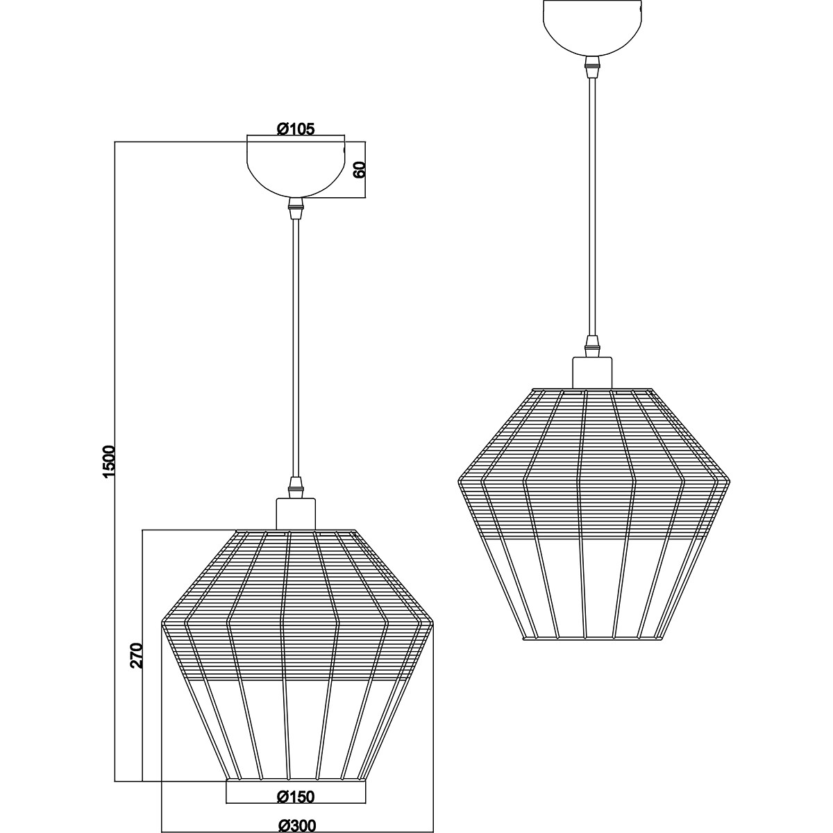 Suspension LED - Luminaire Suspendu - Trion Bera XL - Douille E27 - 1-lumière - Rond - Noir - Aluminium