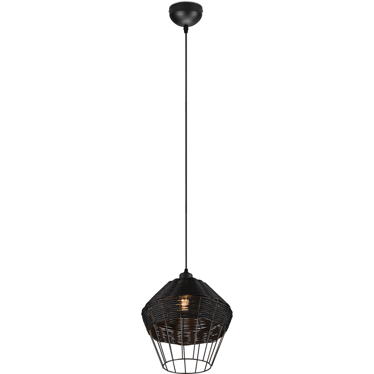 Suspension LED - Luminaire Suspendu - Trion Bera XL - Douille E27 - 1-lumière - Rond - Noir - Aluminium