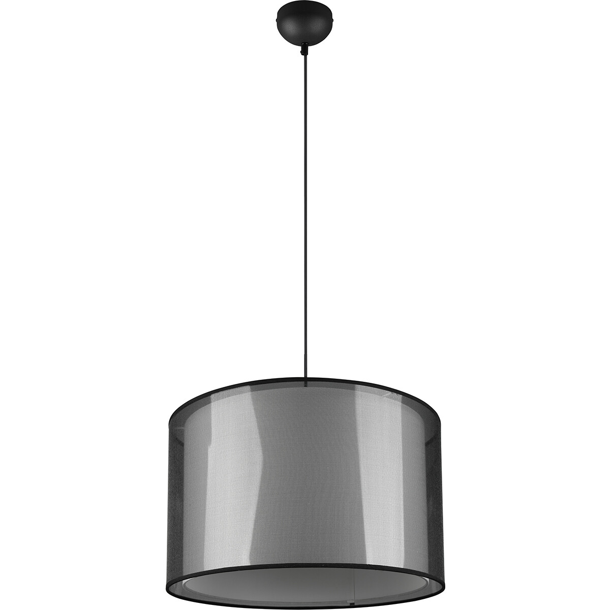 Suspension LED - Luminaire Suspendu - Trion Bidon - Douille E27 - 1-lumière - Rond - Mat Noir - Aluminium