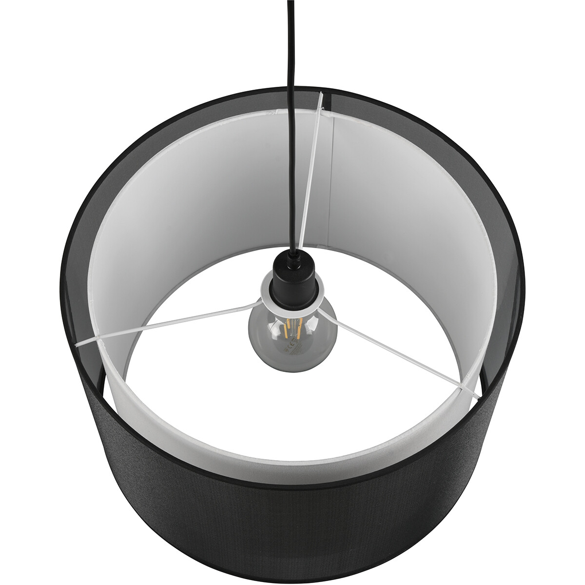 Suspension LED - Luminaire Suspendu - Trion Bidon - Douille E27 - 1-lumière - Rond - Mat Noir - Aluminium