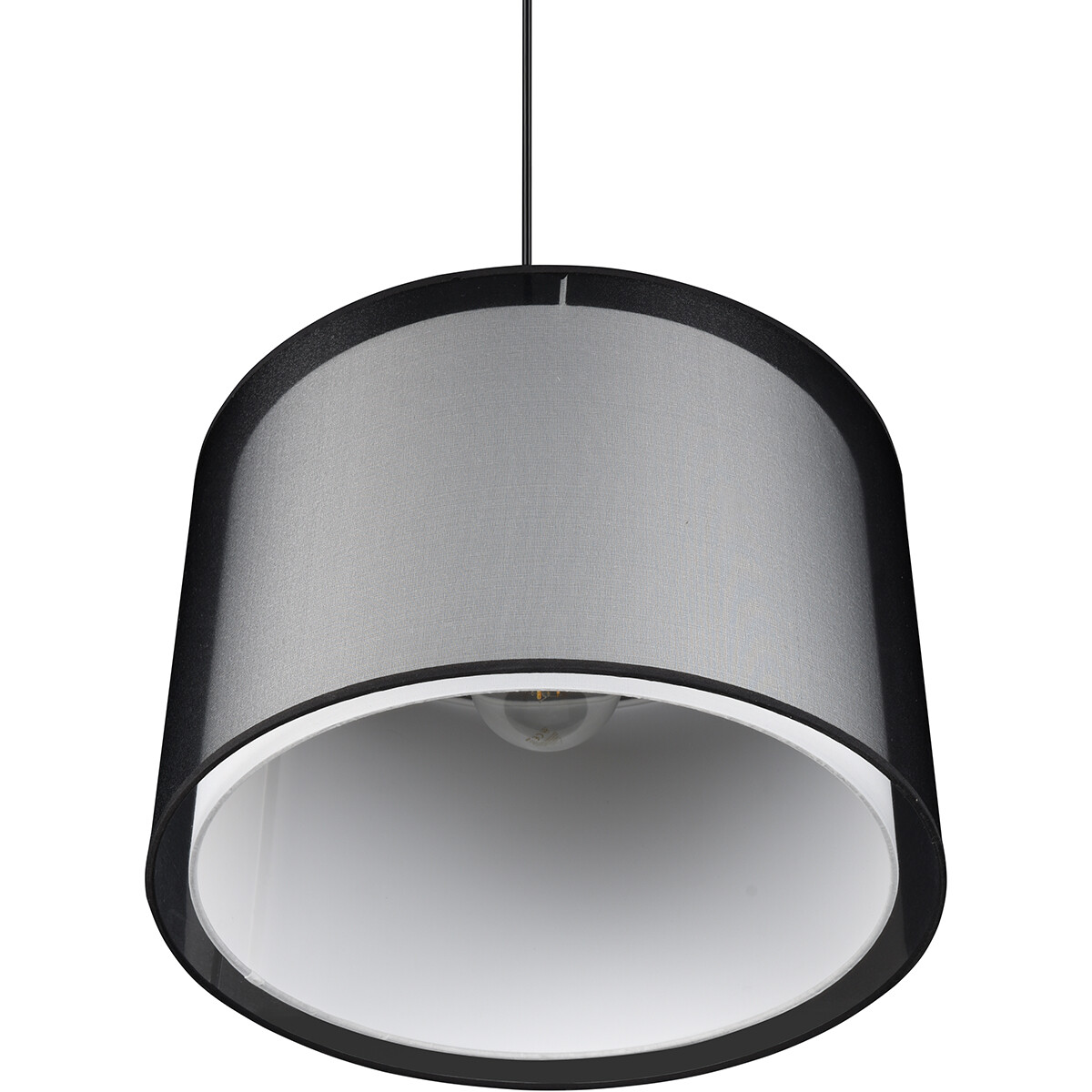 Suspension LED - Luminaire Suspendu - Trion Bidon - Douille E27 - 1-lumière - Rond - Mat Noir - Aluminium