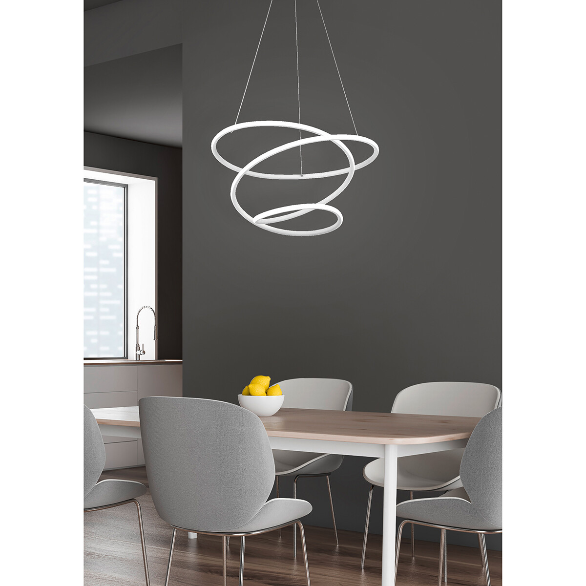 Suspension LED - Luminaire Suspendu - Trion Bilona - 36W - Blanc Neutre 4000K - Dimmable - Rond - Mat Blanc - Aluminium