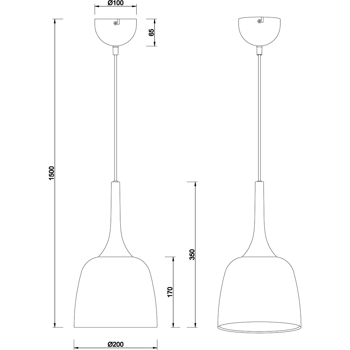 Suspension LED - Luminaire Suspendu - Trion Christa - Douille E27 - Rond - Mat Or - Aluminium - Ø200mm