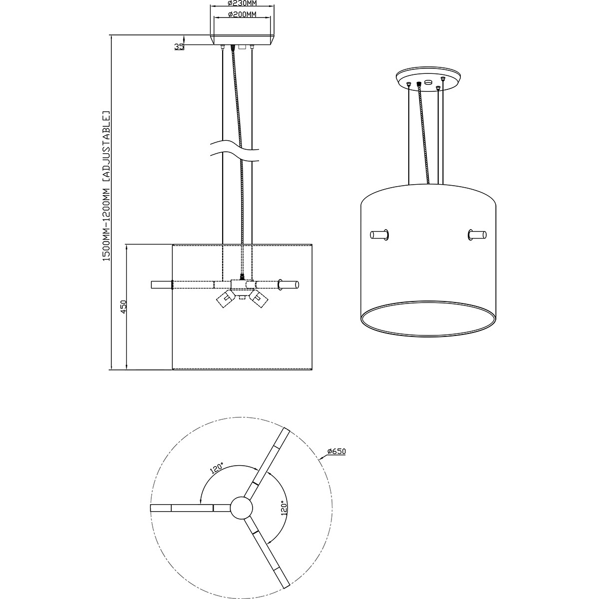 Suspension LED - Luminaire Suspendu - Trion Coleno - Douille E27 - Rond - Mat Or - Aluminium