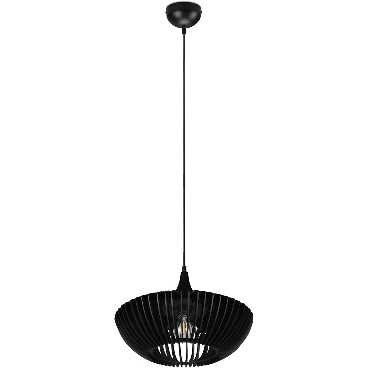 Suspension LED - Luminaire Suspendu - Trion Colman - Douille E27 - Rond - Mat Noir - Aluminium