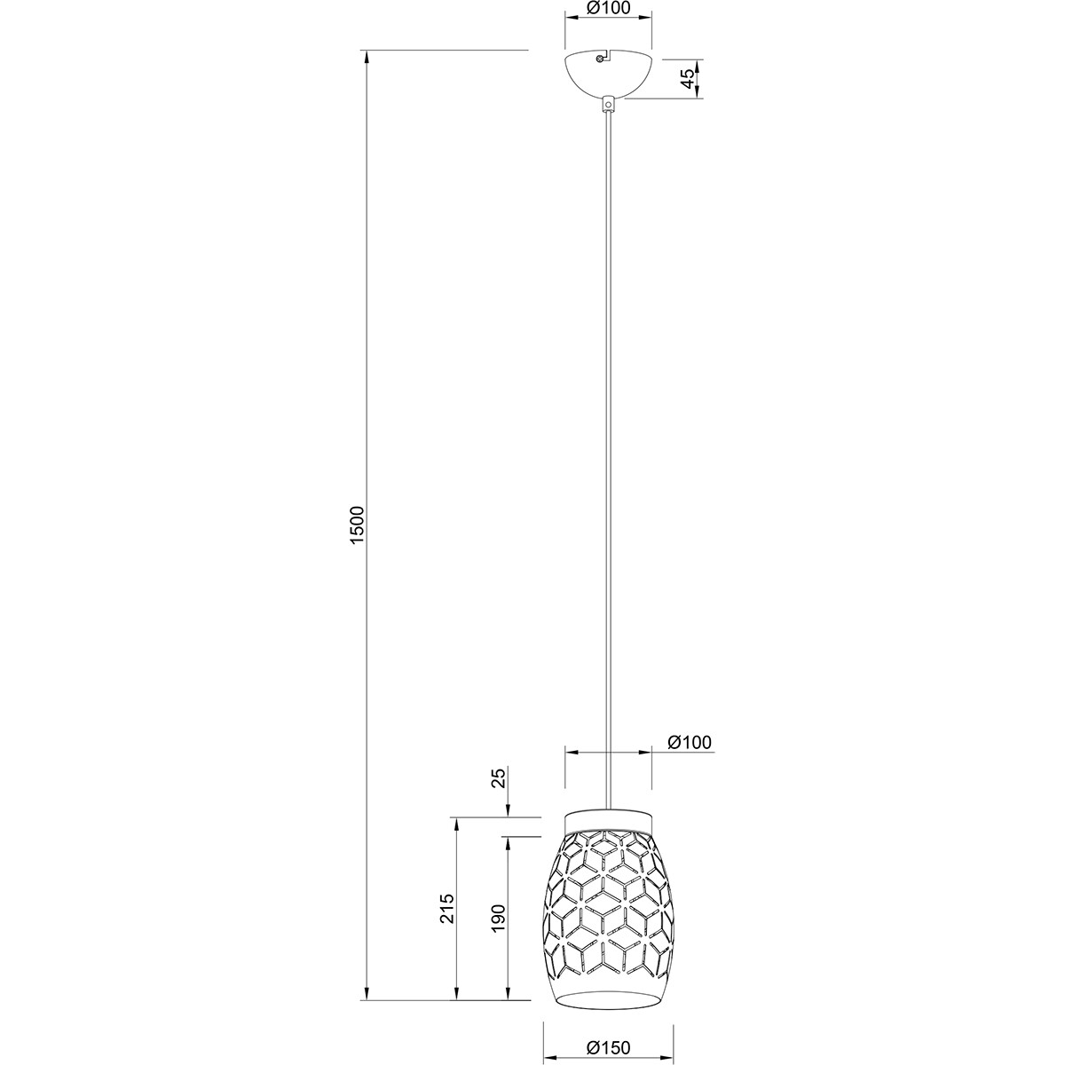 Suspension LED - Éclairage suspendu - Trion Dabi - Douille E27 - Ronde - Café - Métal