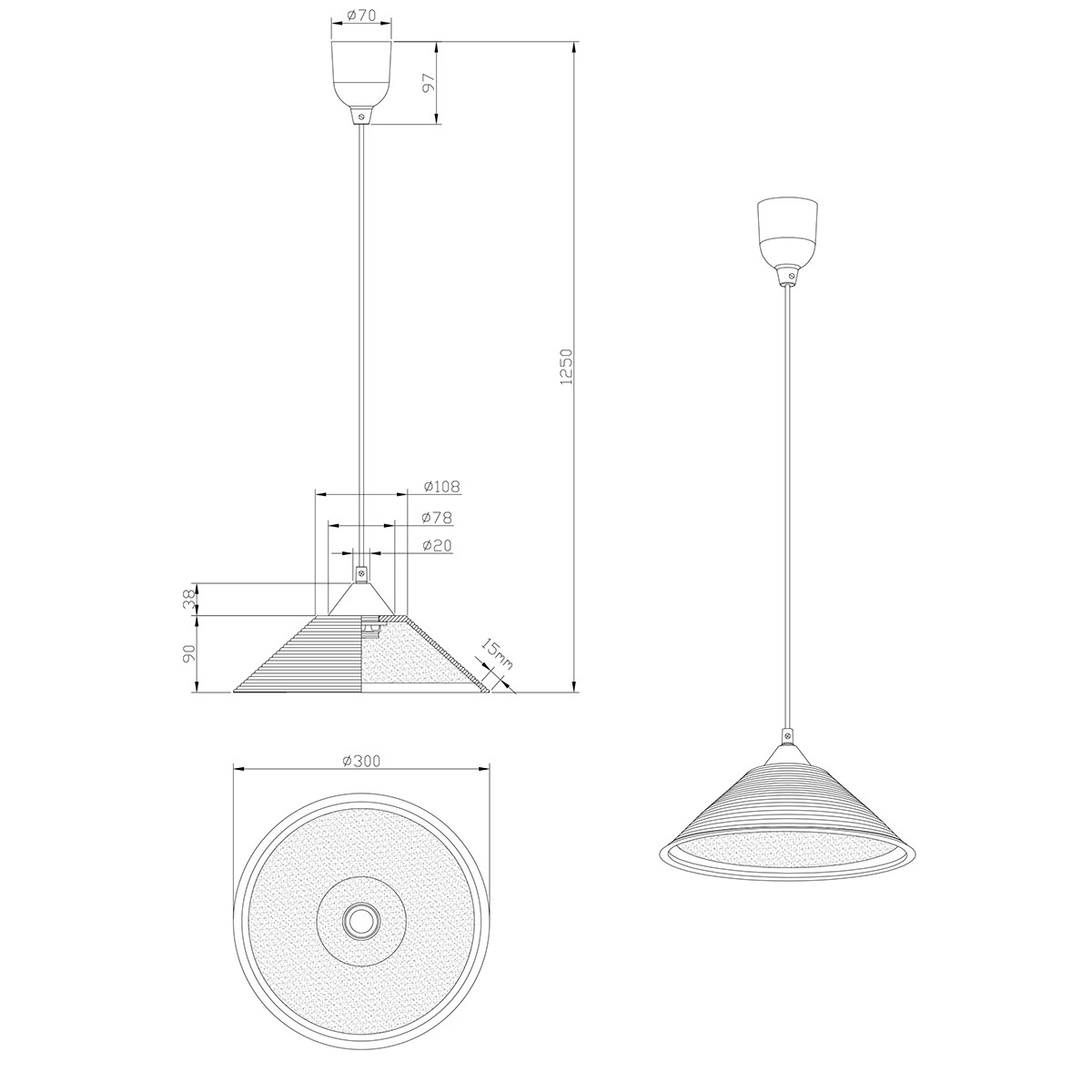 Suspension LED - Luminaire Suspendu - Trion Dikon - Douille E27 - Rond - Aluminium Blanc - Plastique