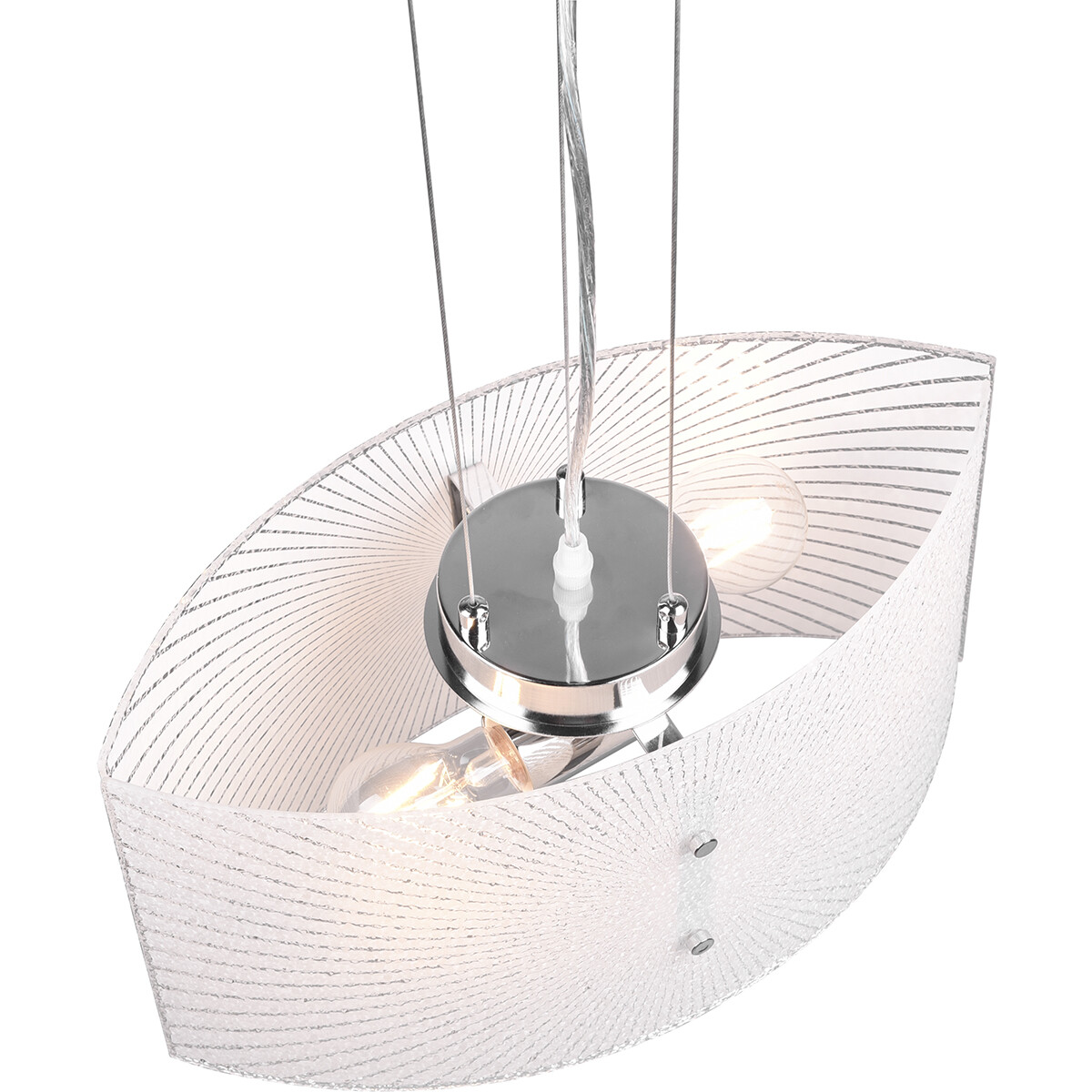 Suspension LED - Luminaire Suspendu - Trion Elize - Douille E27 - 2-lumières - Ovale - Mat Chrome - Aluminium