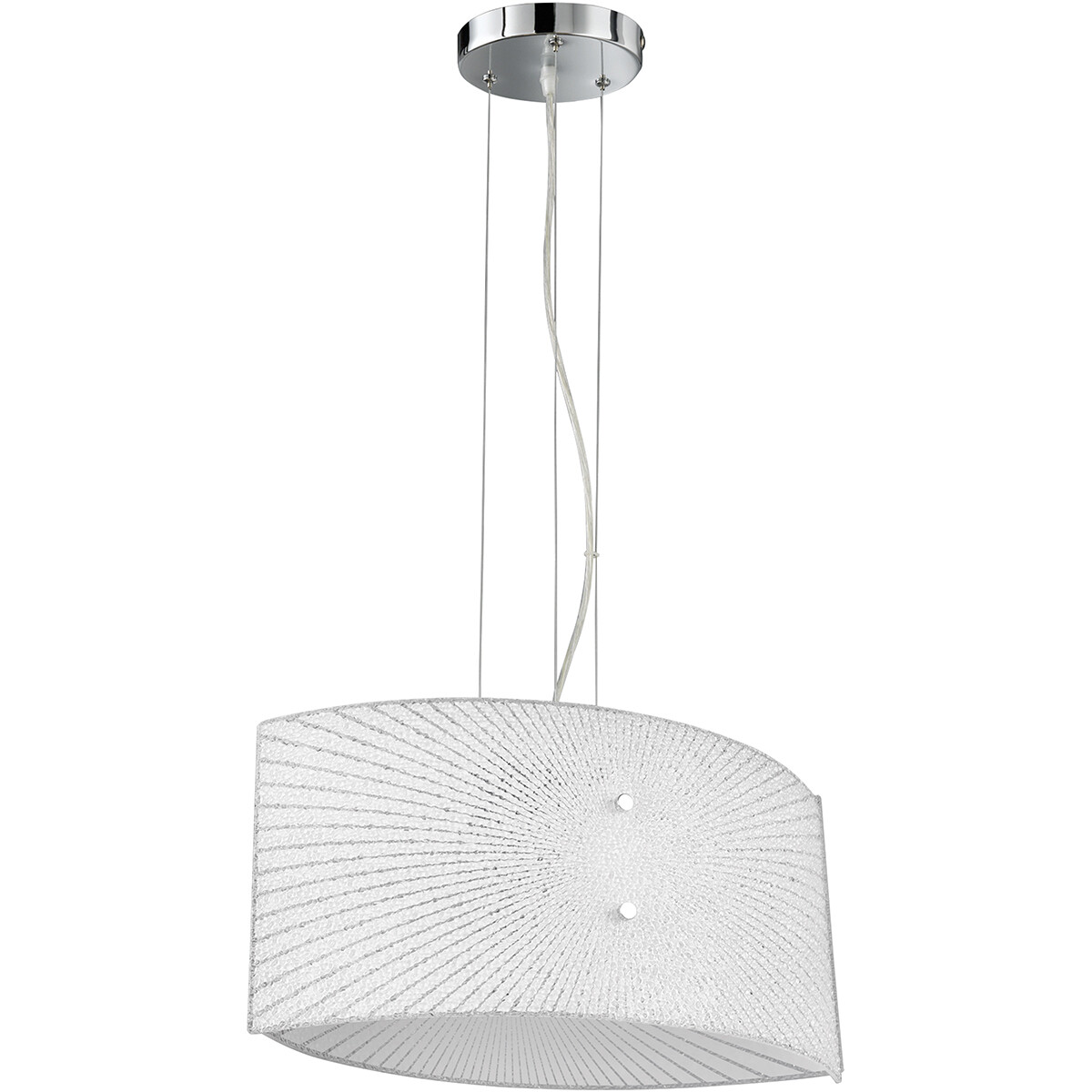 Suspension LED - Luminaire Suspendu - Trion Elize - Douille E27 - 2-lumières - Ovale - Mat Chrome - Aluminium