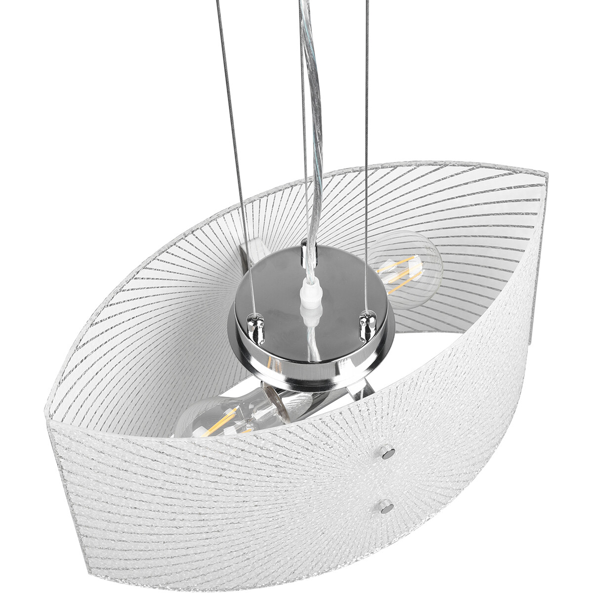 Suspension LED - Luminaire Suspendu - Trion Elize - Douille E27 - 2-lumières - Ovale - Mat Chrome - Aluminium