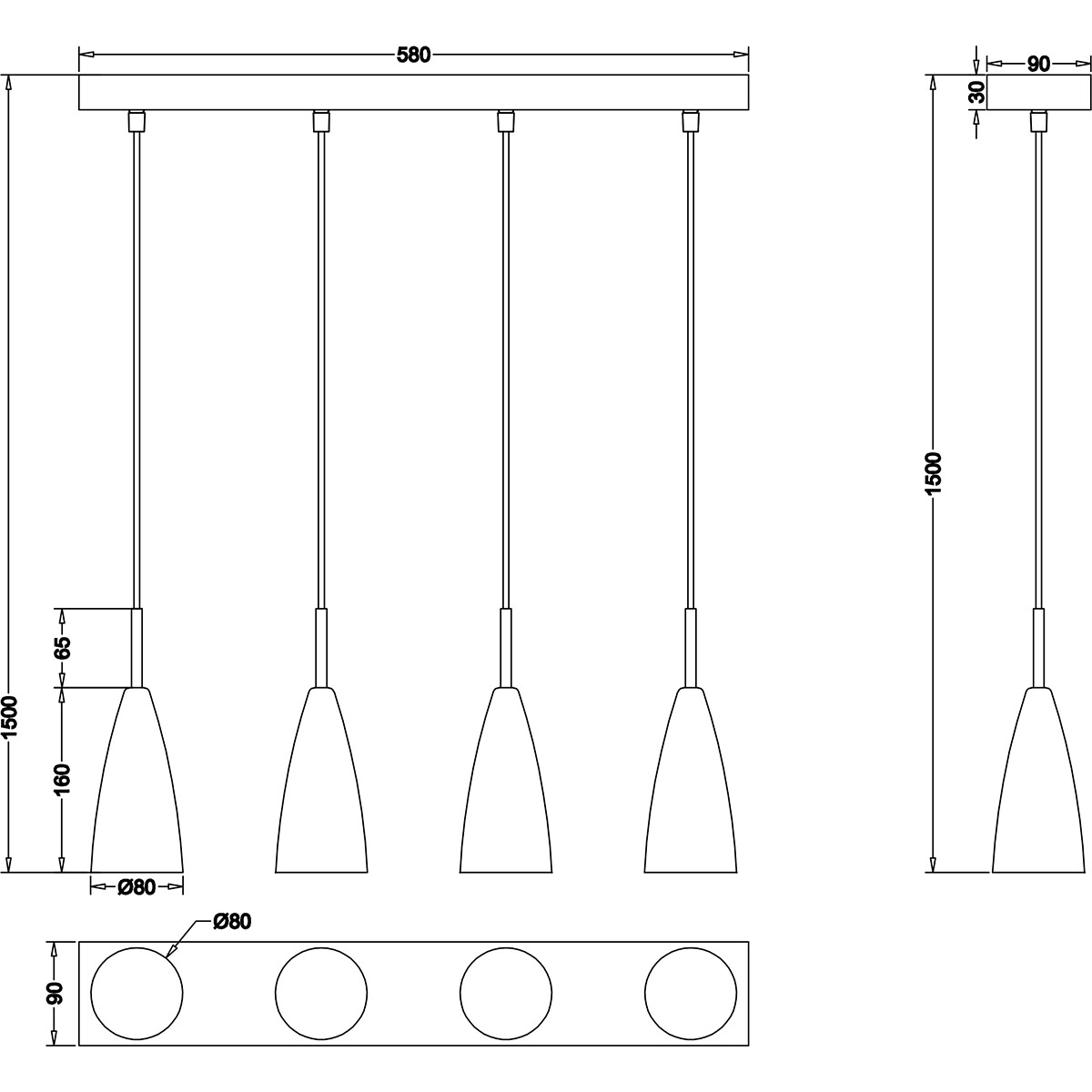 Suspension LED - Luminaire Suspendu - Trion Farona - Douille E14 - 4-lumières - Rond - Mat Nickel - Aluminium